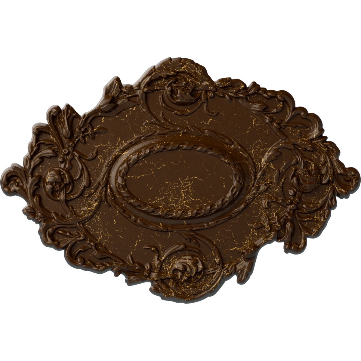 Ekena Millwork CM30KIRBC Kinsley Flowing Leaf 16.875-in W x 30.375-in L Painted Root Beer Crackle Polyurethane Whole Ceiling Medallion