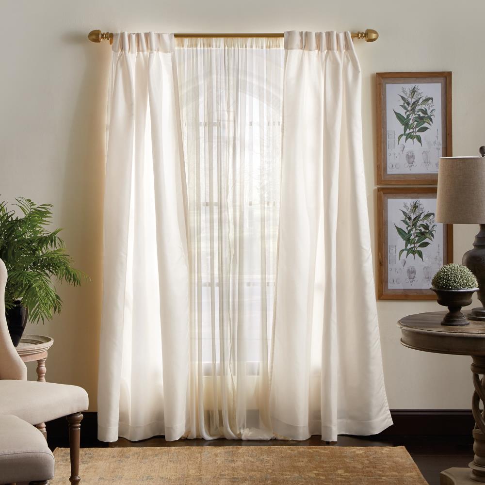 Martha Stewart 84-in Ivory Light Filtering Back Tab Curtain Panel Pair ...