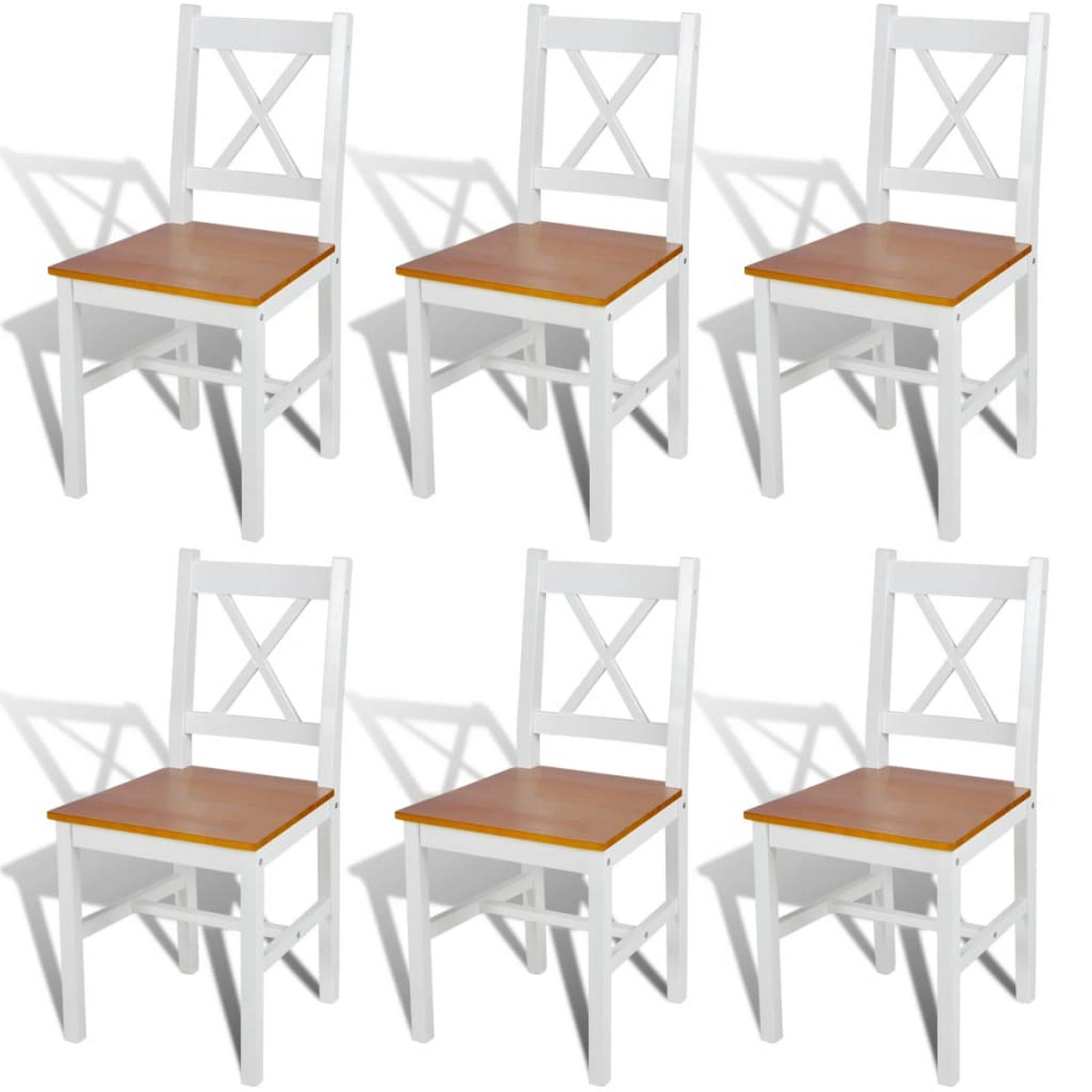 Benzara Lipa White Wood with X Shape Back Dining Side Chair Set of 6 in ...