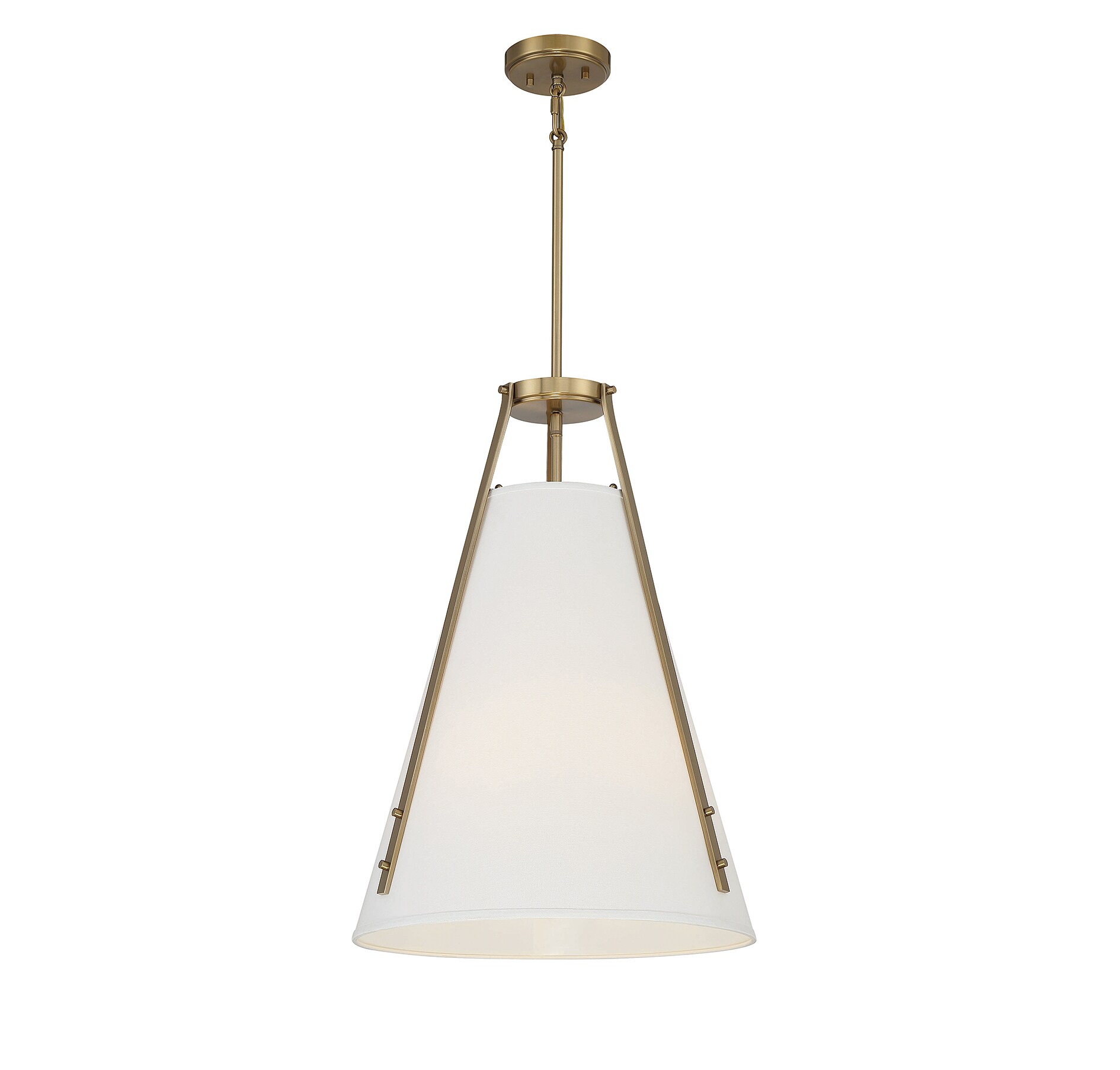 Newport Classic Warm Brass 4-Light Pendant with Soft White Shade