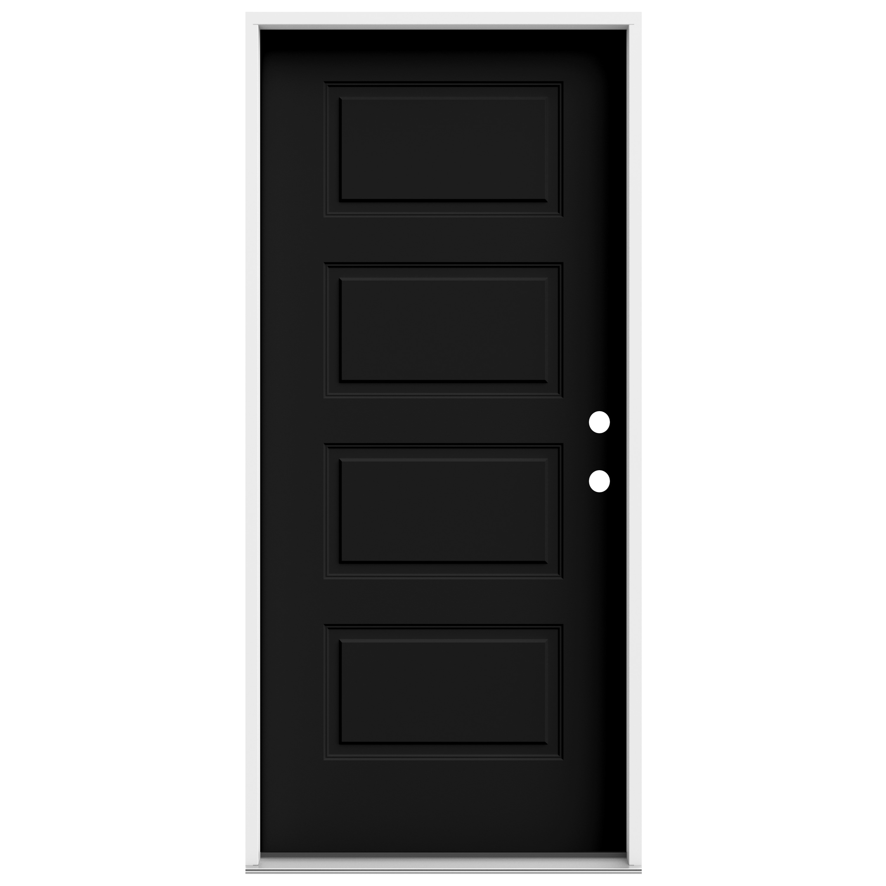 JELD-WEN LOWOLJW250500005 36-in x 80-in x 4-9/16-in Steel No glass Left-hand inswing Black Painted Prehung Front Door Insulating core