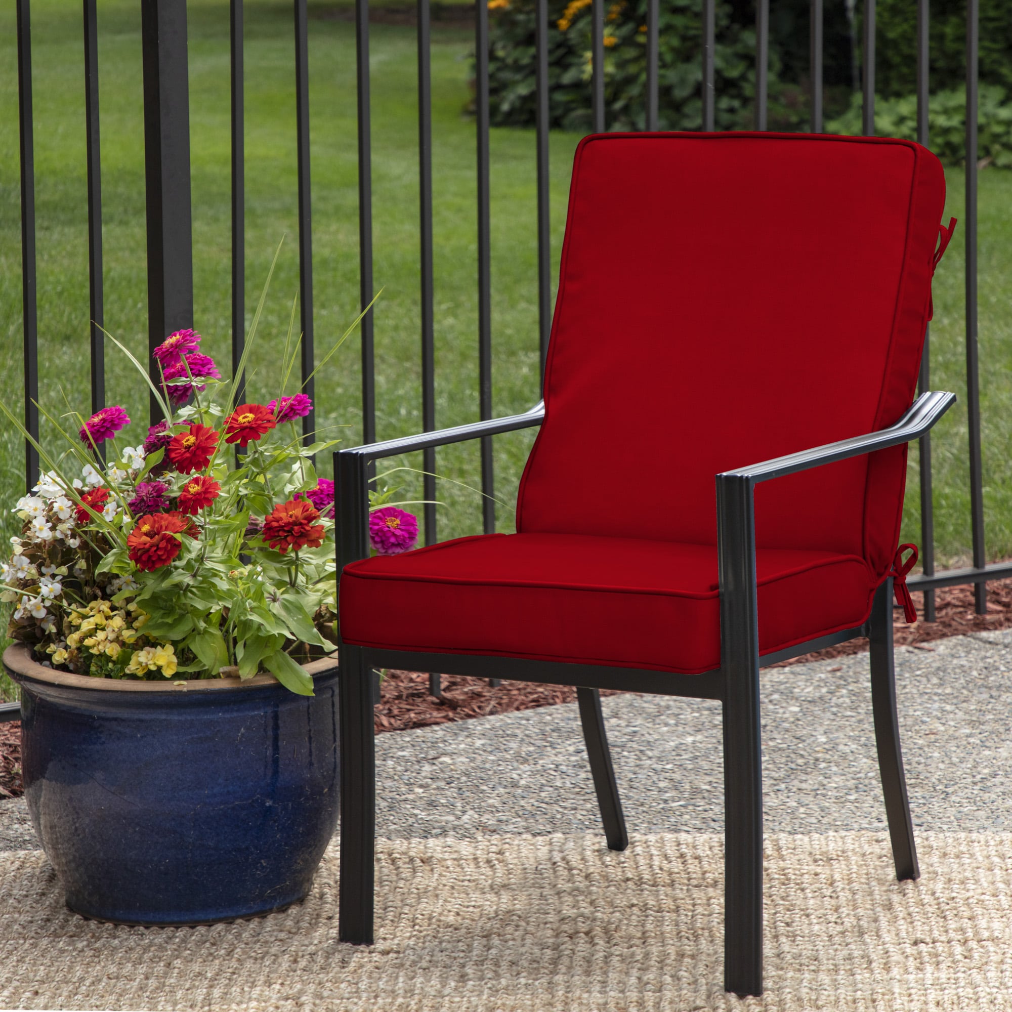 allen + roth 20-in x 20-in Madera Linen Dark Cherry High Back Patio ...