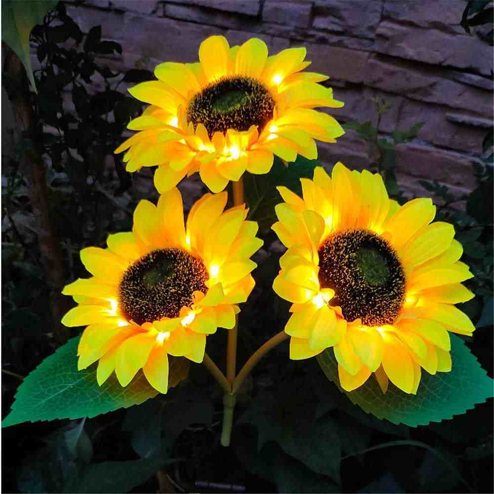 Flynama 2 -Pack Outdoor Solar Garden Stake Lights 90 -Lumens Yellow Solar LED Outdoor Path Light Kit with Dusk-to-Dawn Sensor 2700-K