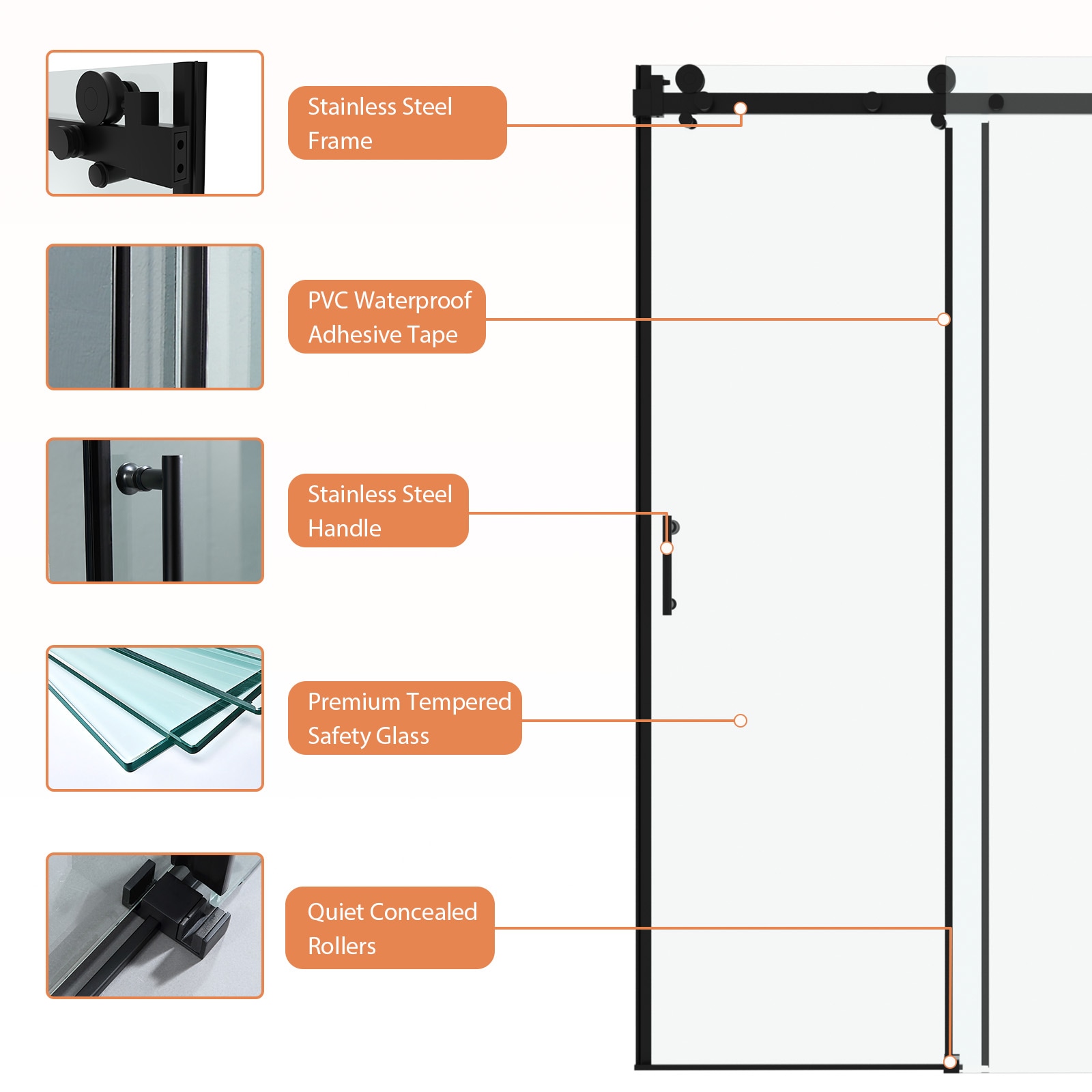Lordear LD-SEP88BN100 Shower-Doors - View #3