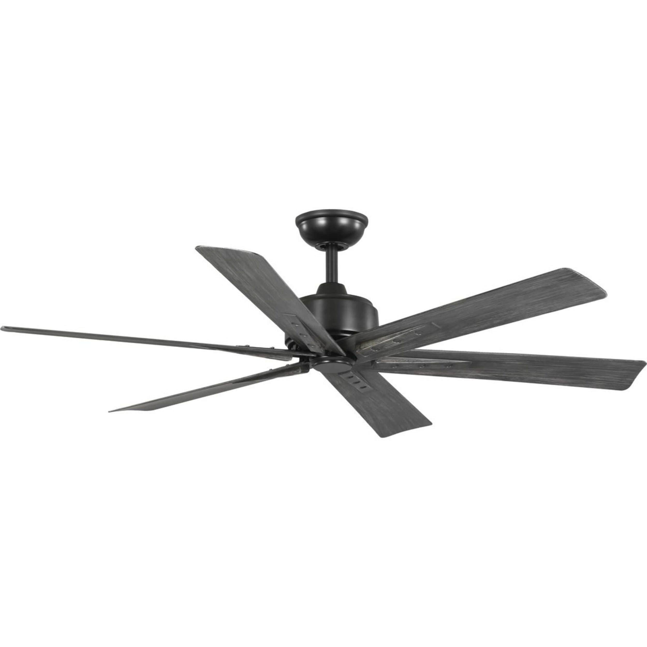 Progress Lighting P250100-31M Brazas 56-in Outdoor Matte Black with Distressed Ebony Blades Ceiling Fan Light Kit Compatible - Remote Included ( 6 -Blade )