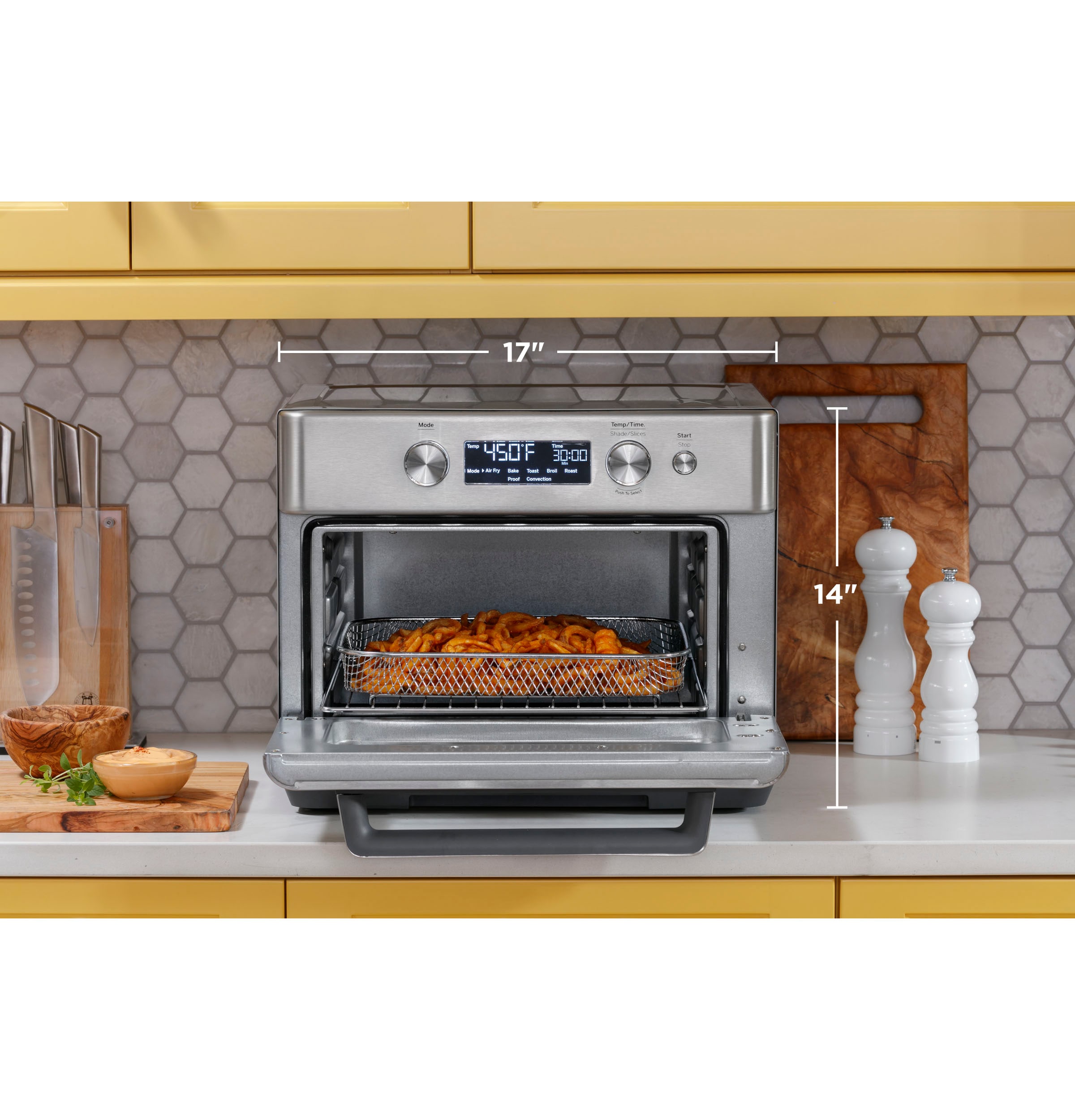  GE Digital Air Fryer Toaster Oven + Accessory Set, Convection  Toaster with 8 Cook Modes, Large Capacity Oven - Fits 12 Pizza, Countertop Kitchen Essentials