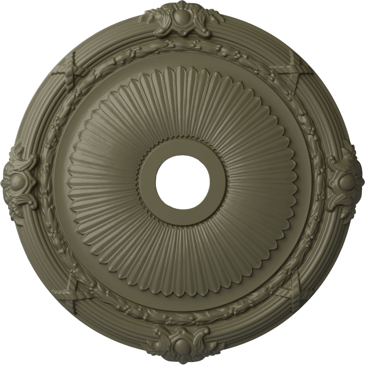 Ekena Millwork CM27HESSF Heaton 27.5-in W x 27.5-in L Painted Spartan Stone Polyurethane Whole Ceiling Medallion
