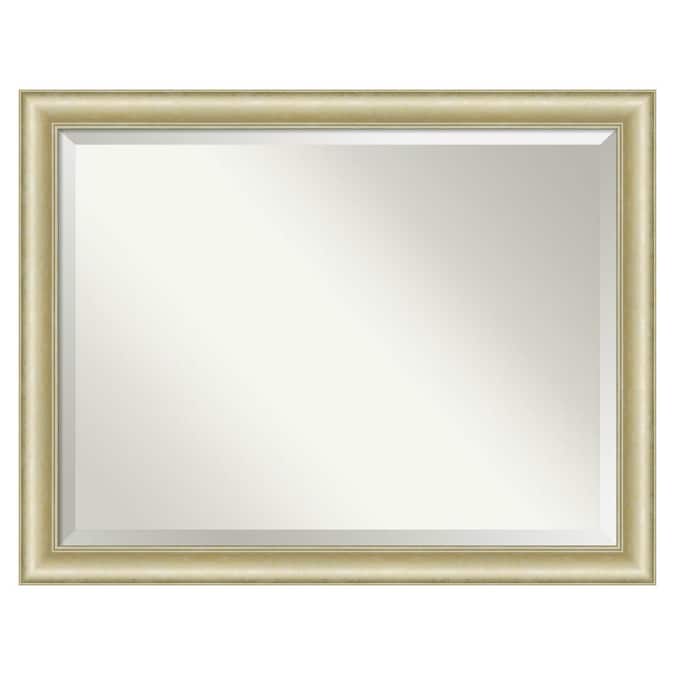 Amanti Art Textured Light Gold Frame, Brushed Gold Rectangular Bathroom Mirror