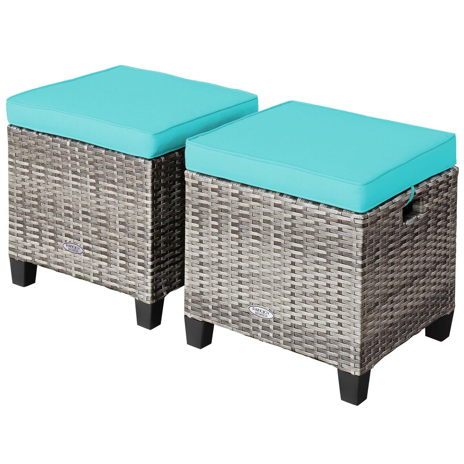 BABOOM BOM-67568TU-CO Set of 2 Rattan Ottoman Mix gray Rattan Ottoman