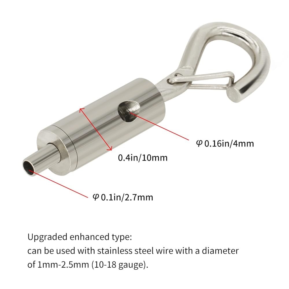 Etokfoks Portable Hook and Eye Turnbuckle Tensioner for 1 16 3 32 in Galvanized 304 316 Stainless Cable Wire Rope #LETN45J5V