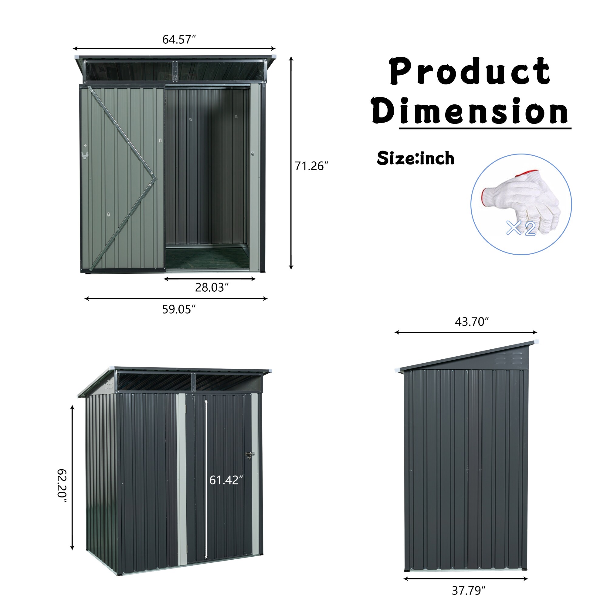 Clihome CL-WC5479BK Metal-Storage-Buildings-Sheds - View #4