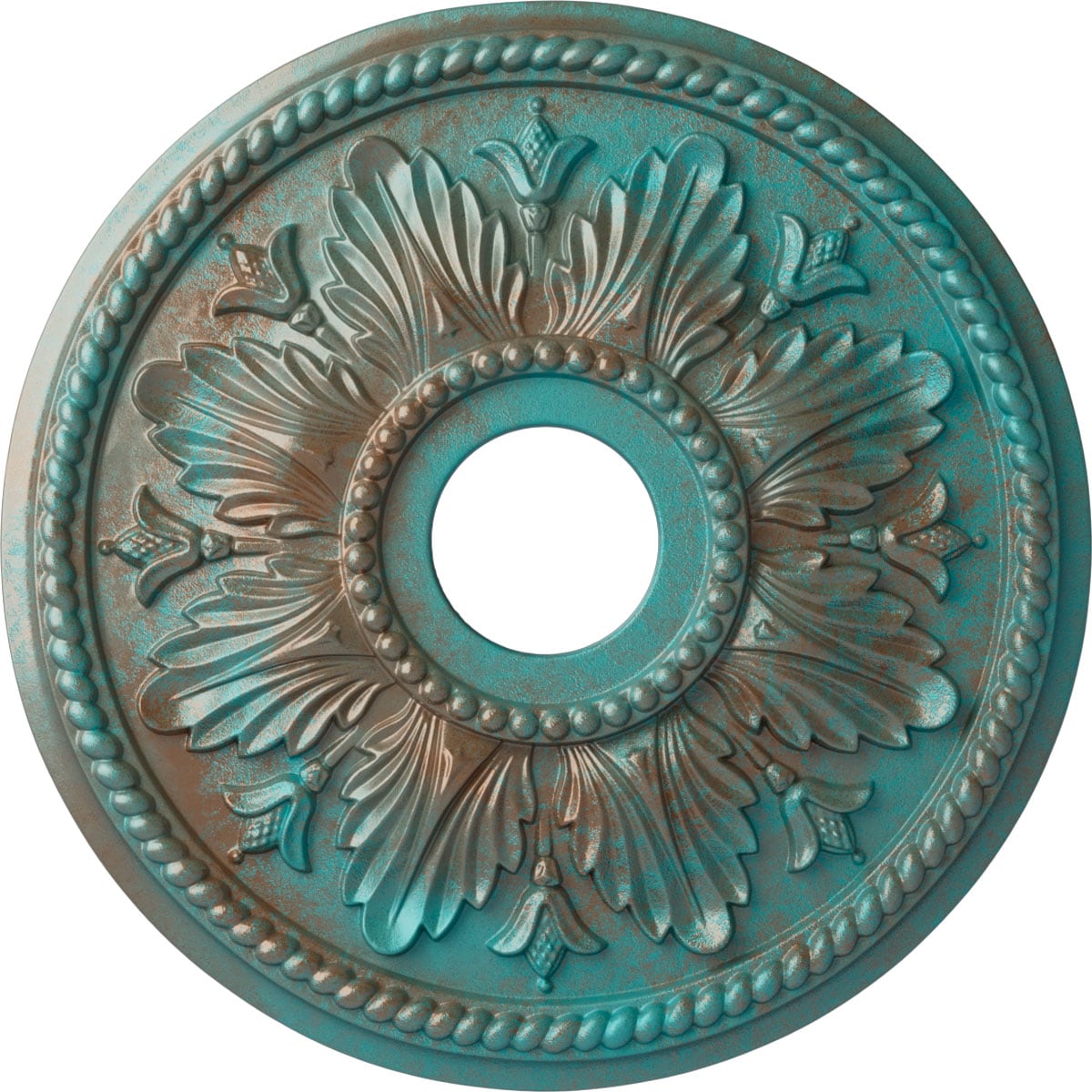 Ekena Millwork CM18ED1CGS Edinburgh 18.125-in W x 18.125-in L Painted Copper Green Patina Polyurethane Whole Ceiling Medallion