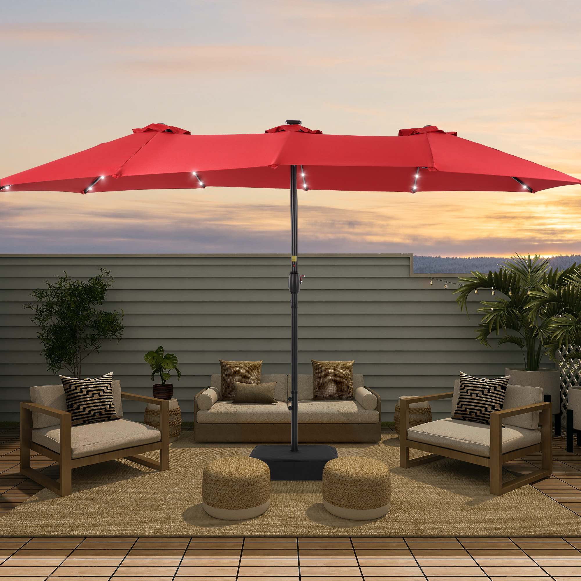 aok garden patio umbrella 6.5 x 10 Ft Rectangular Metal Pole, Outdoor Table Market Umbrella with Crank, 6 Steel Ribs, Polyester Canopy, Red : Patio, Lawn & Garden The innovative cantilever design lets you customize the angle Aok Garden 10x6.5FT Rectangular Patio