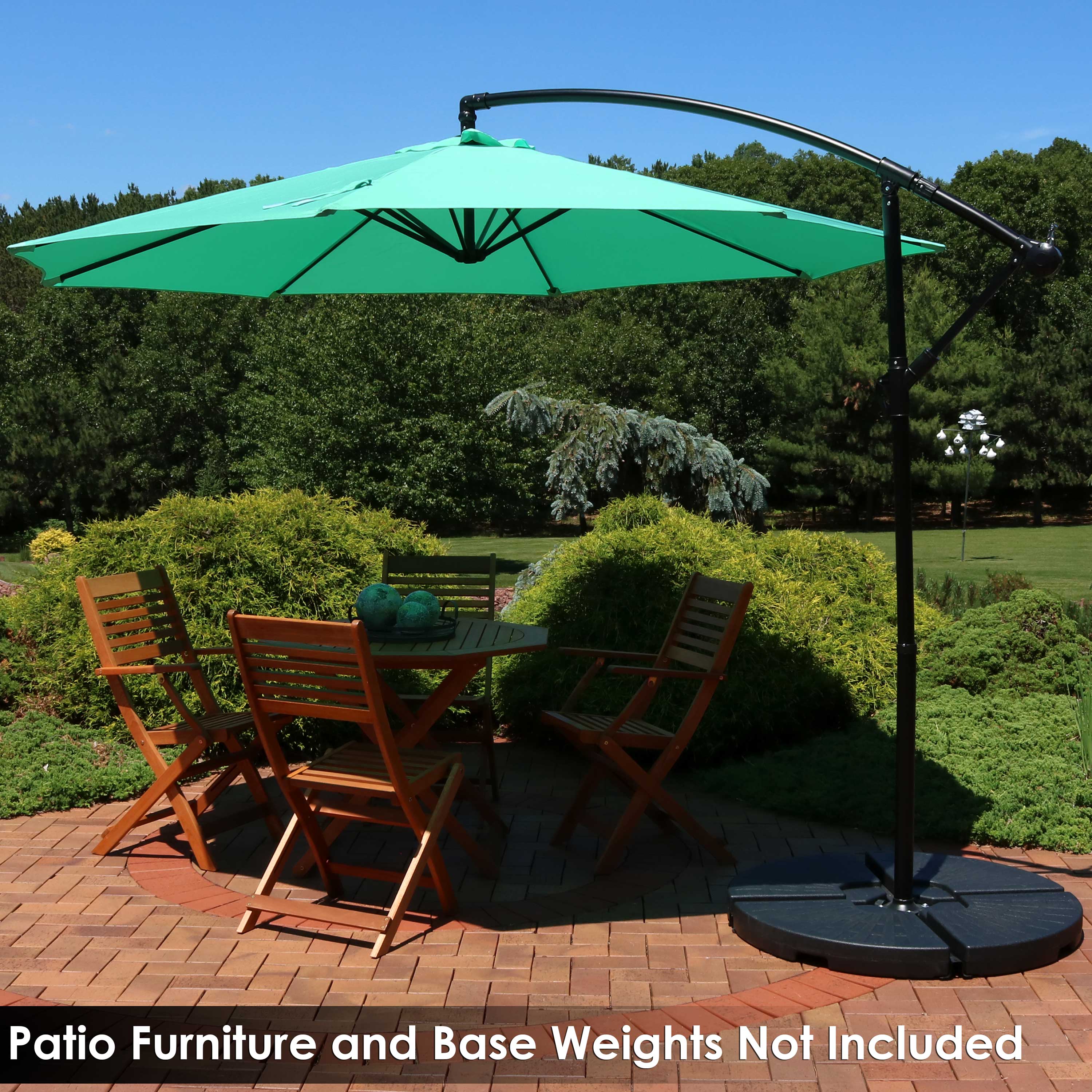 Sunnydaze Decor 9.5 ft Green Polyester Offset Patio Umbrella with Crank ...