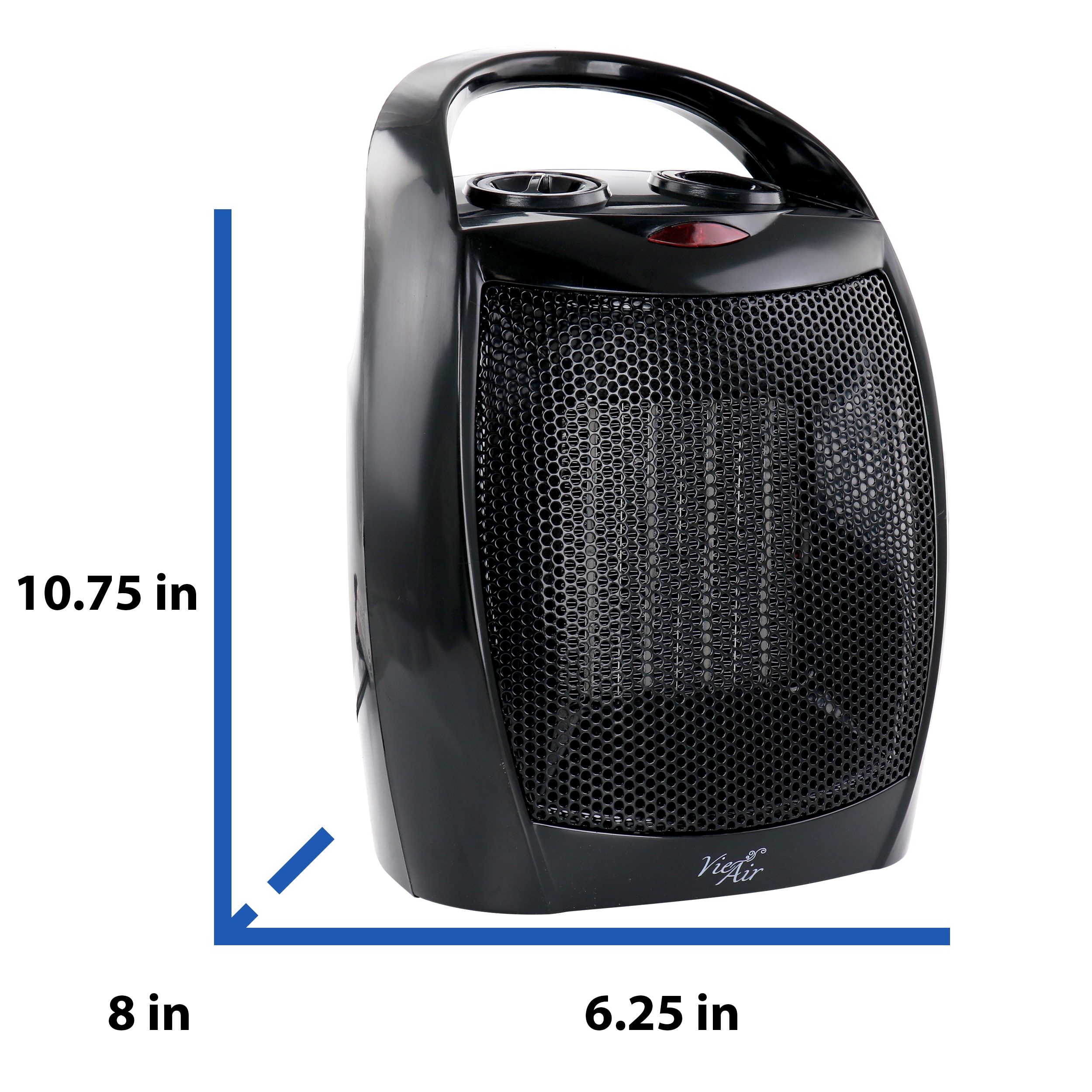 Vie Air 1500W Portable Ceramic Heater, 5-3/4H x 7W x 10D, Black