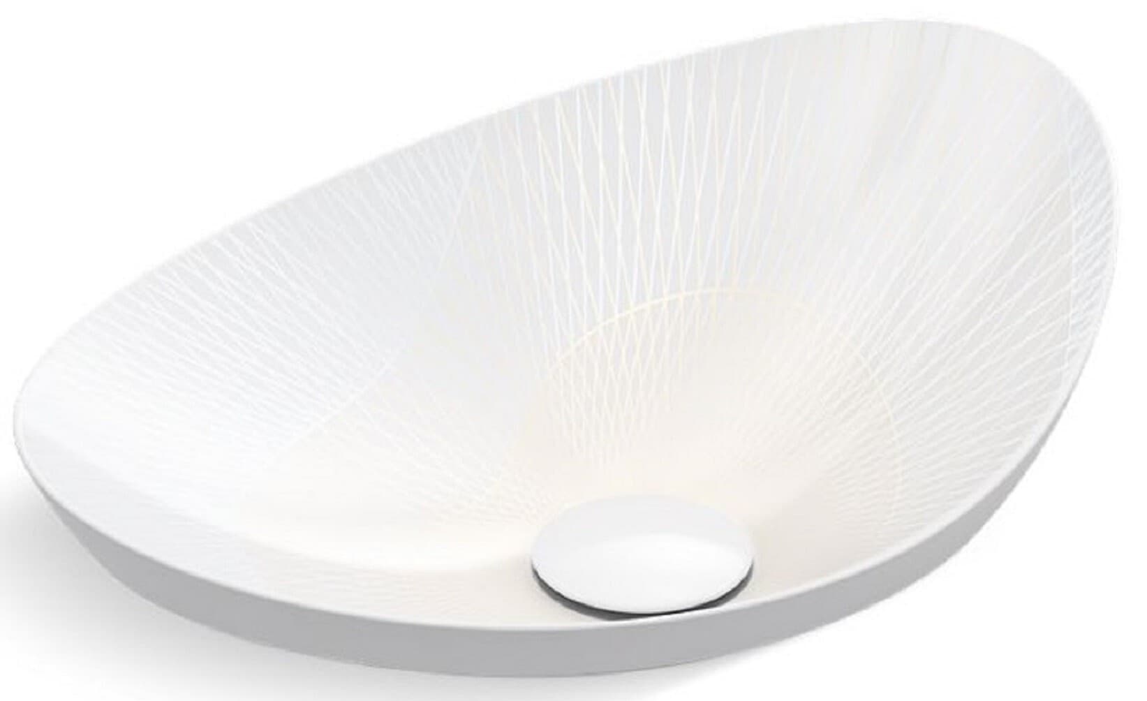 KOHLER 24386-JE-0 Fire clay Vessel Oval Modern White Bathroom Sink ( 21.125-in x 14.0625-in )