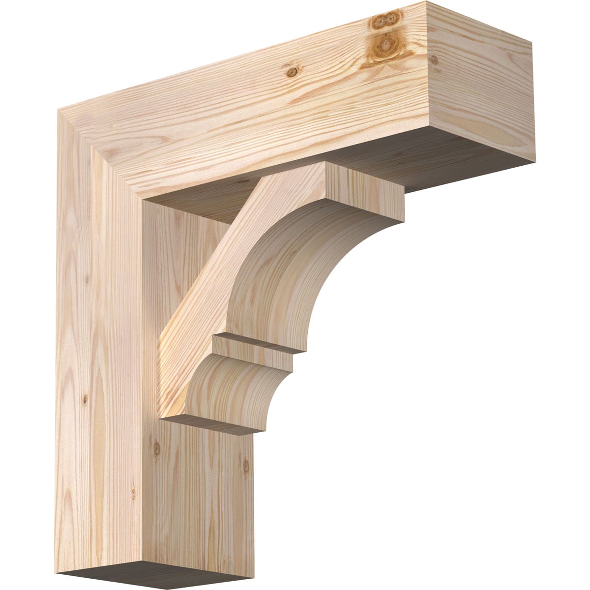 Ekena Millwork 1462170 Balboa block smooth bracket with offset brace 7-1/2-in x 22-in x 22-in Douglas fir Brown Wood Standard bracket