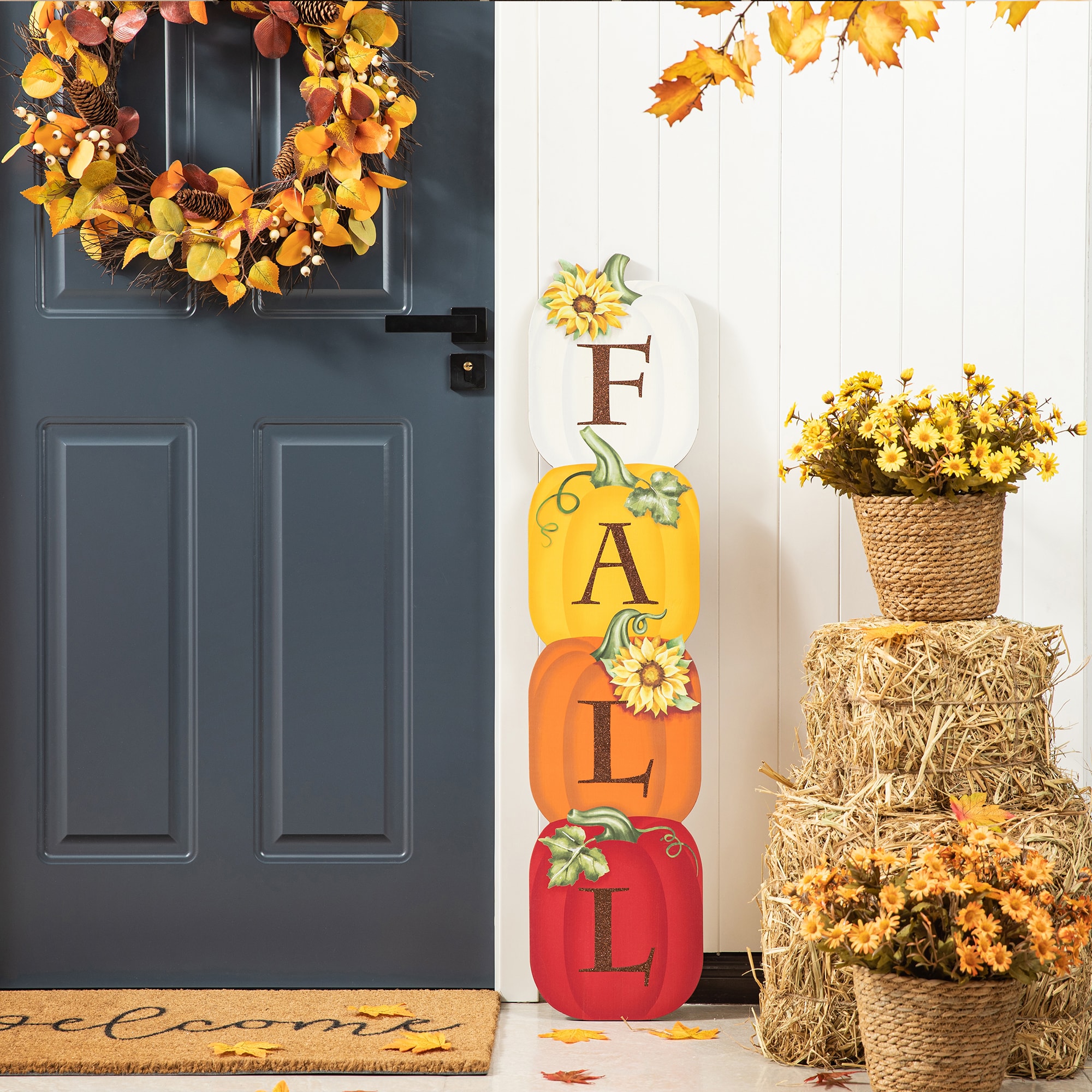 Glitzhome 42-in Pumpkin Free Standing Decoration in the Fall Decor ...