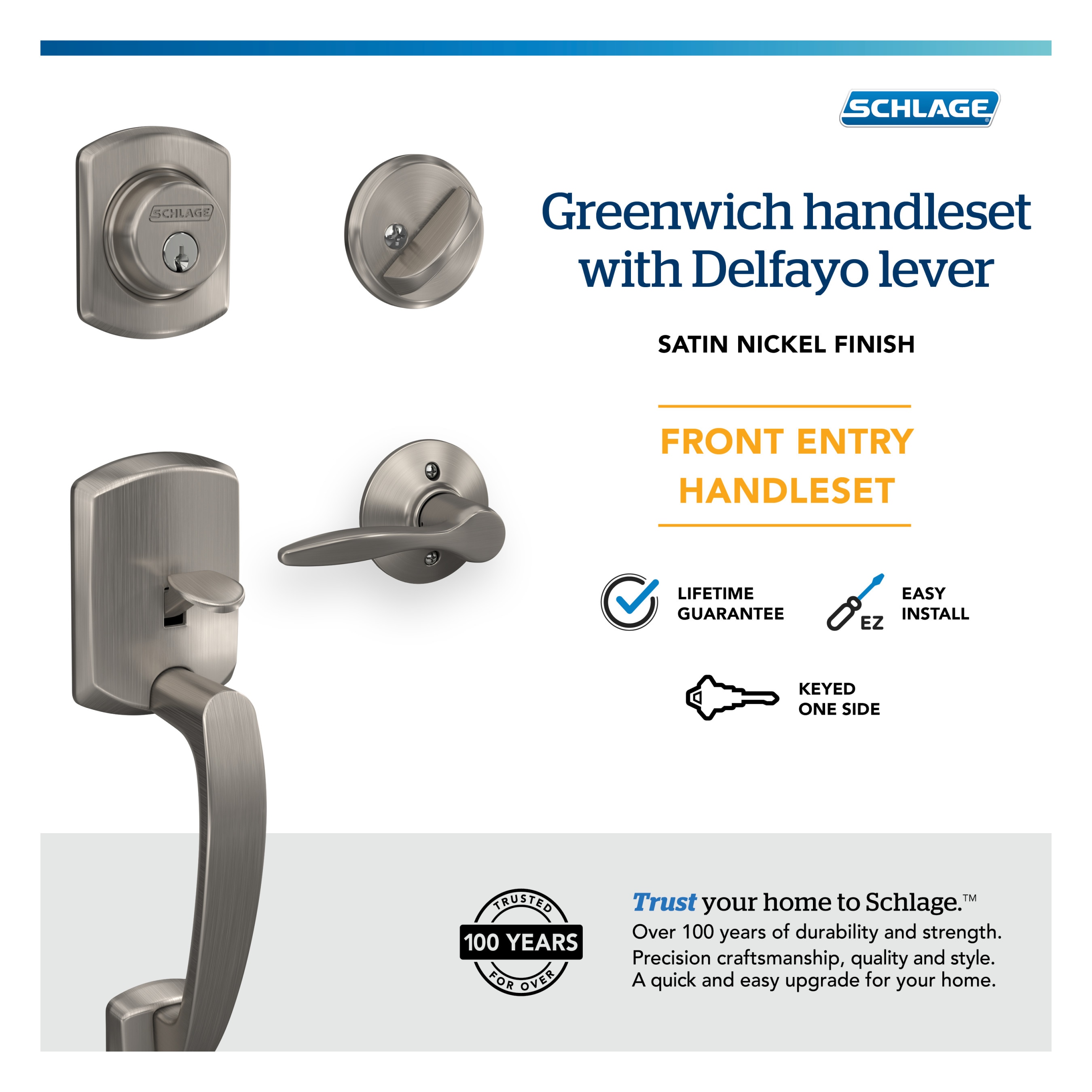 Schlage F60 GRW 619 DEL LH handlesets - View #6