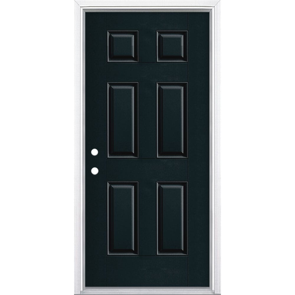 Masonite 1218360 36-in x 80-in x 4-9/16-in Fiberglass No glass Right-hand inswing Eclipse Painted Prehung Front Door with Brickmould Insulating core