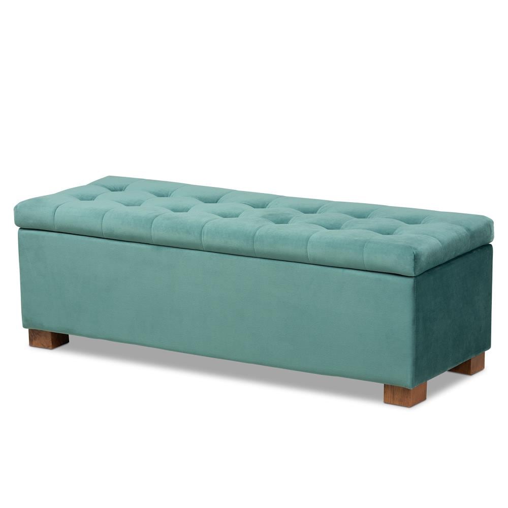 Baxton Studio 160-9930-LW Roanoke Modern Teal Blue/Brown Storage Bench with Storage 46.06-in x 16.73-in x 15.35-in