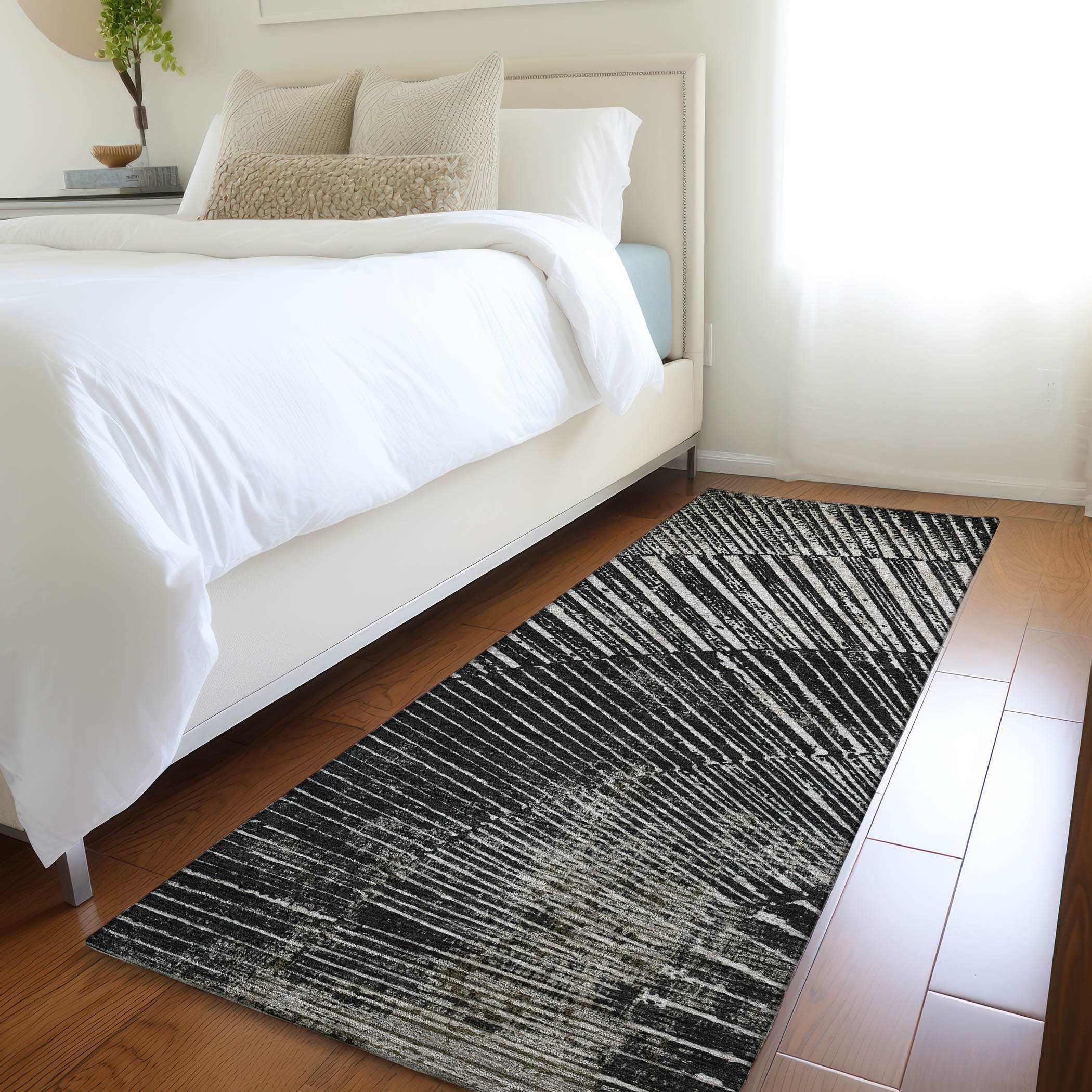 Addison Rugs ACN542BK2X8 Chantille ACN542BK 2 x 7 (ft) Polyester Black Rectangular Indoor/Outdoor Abstract Machine washable Area rug