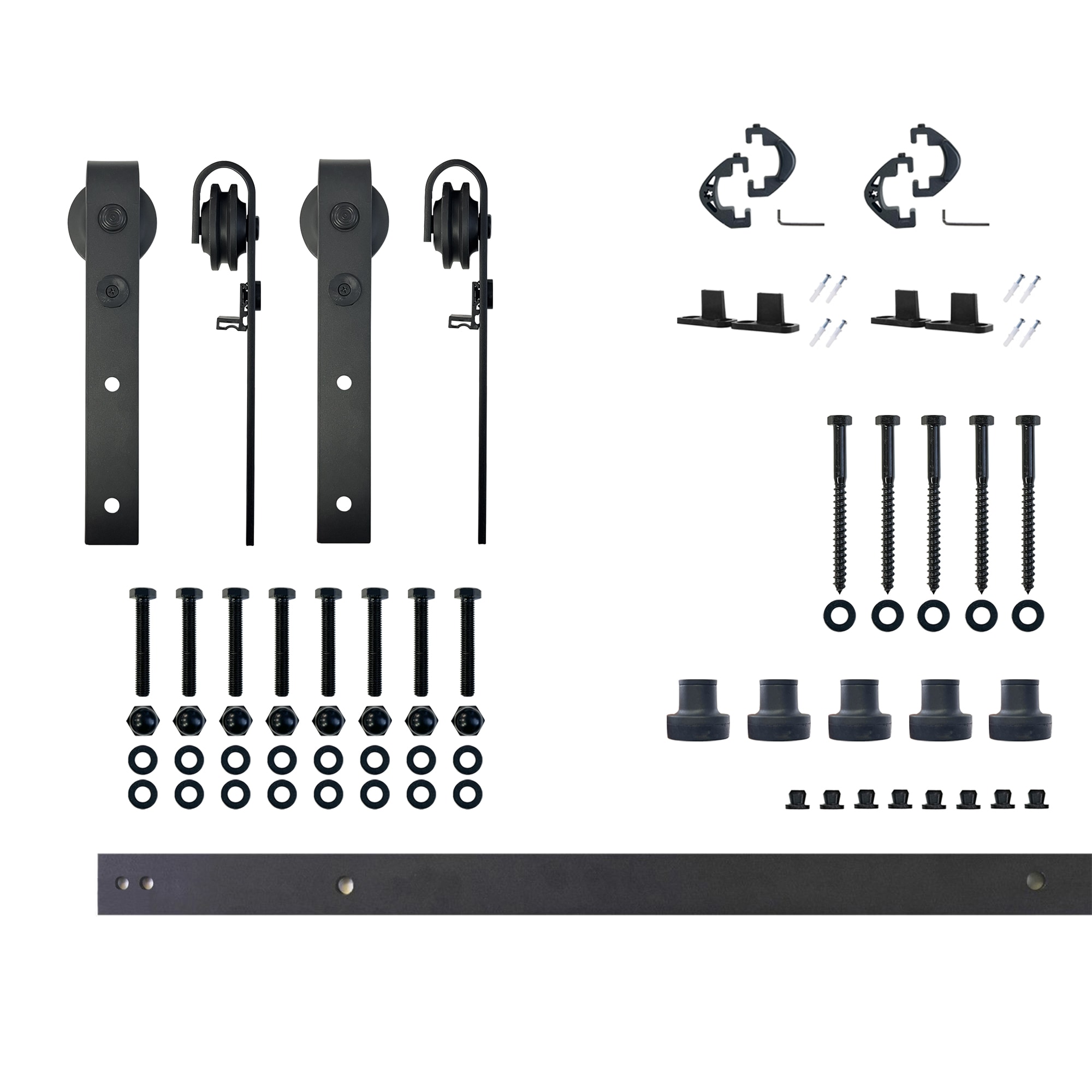 HOMACER YT2TGH079C 79-in Rustic black Black Indoor J-strap Double Barn door hardware kit