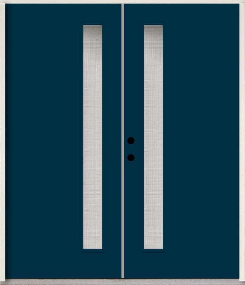 RELIABILT LO1065653 Spotlights 72-in x 80-in x Fiberglass 1/4 lite Right-hand inswing Eclipse paint Painted Prehung Double Front Door Insulating core