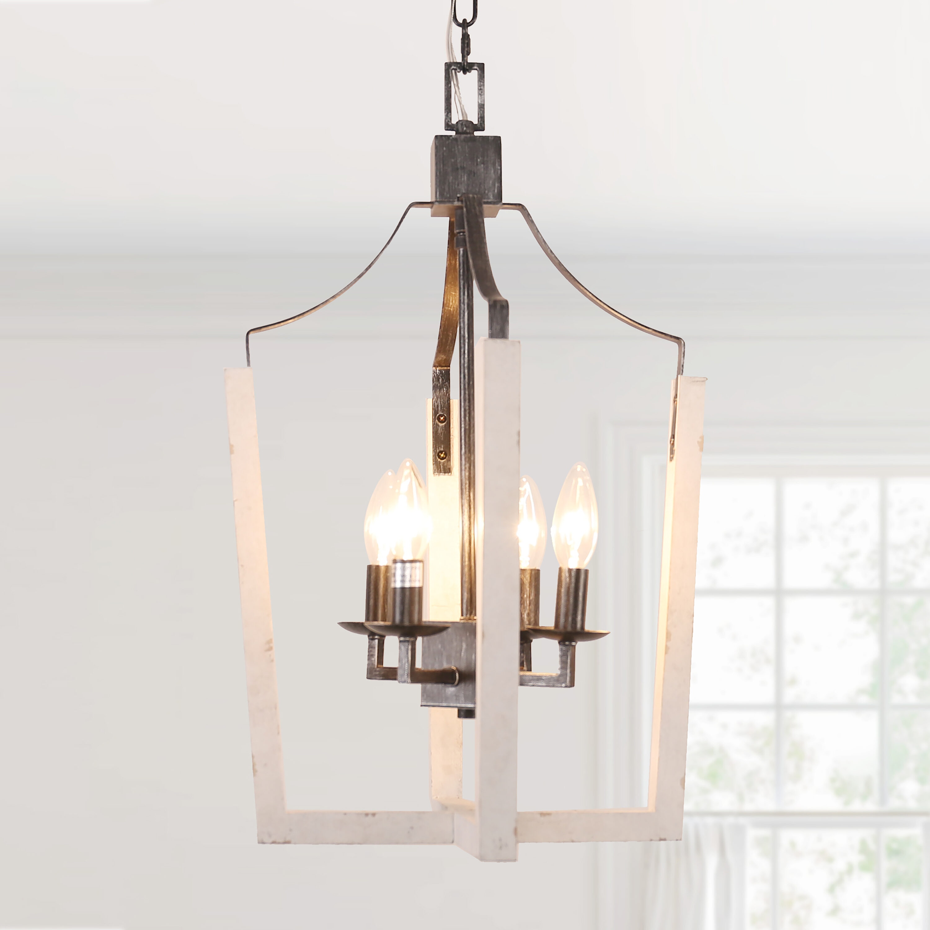 Bella Depot FC4049-4W FC4049 4 -Light Brown French country/cottage Wood For Use in Bedrooms, Dining Rooms, Foyers, Kitchens, Living Rooms Chandelier