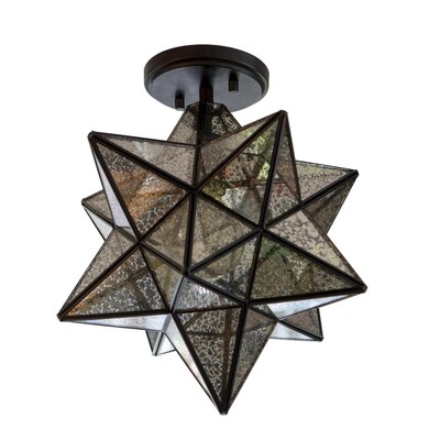 Decor Therapy Antique Bronze Mercury Glass Modern Contemporary Star Pendant Light In The Lighting Department At Com - Ceiling Mount Star Light Fixture