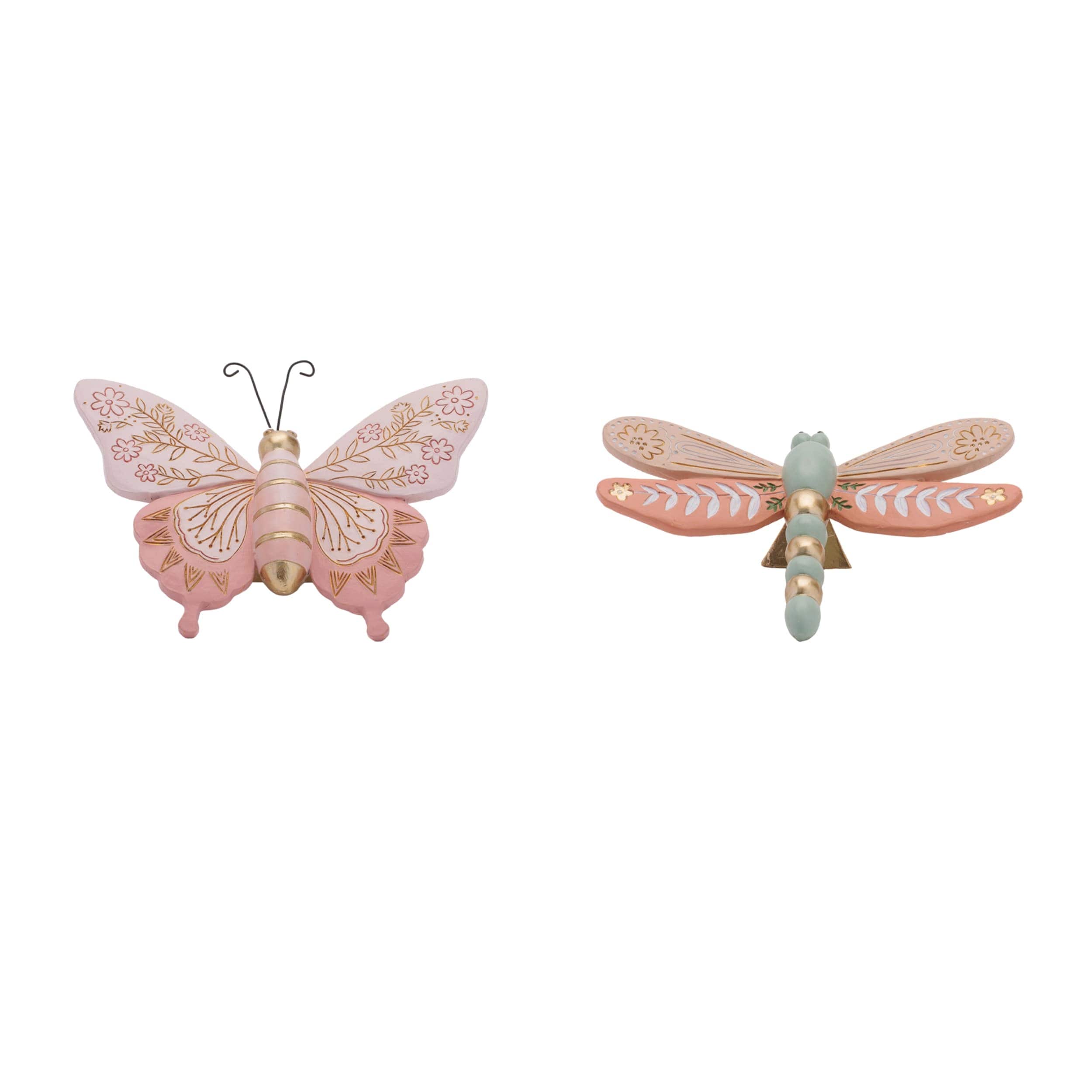 Melrose International 96436DS Butterfly/Dragonfly (Set of 4) 4L x 6.5W x 2H Resin