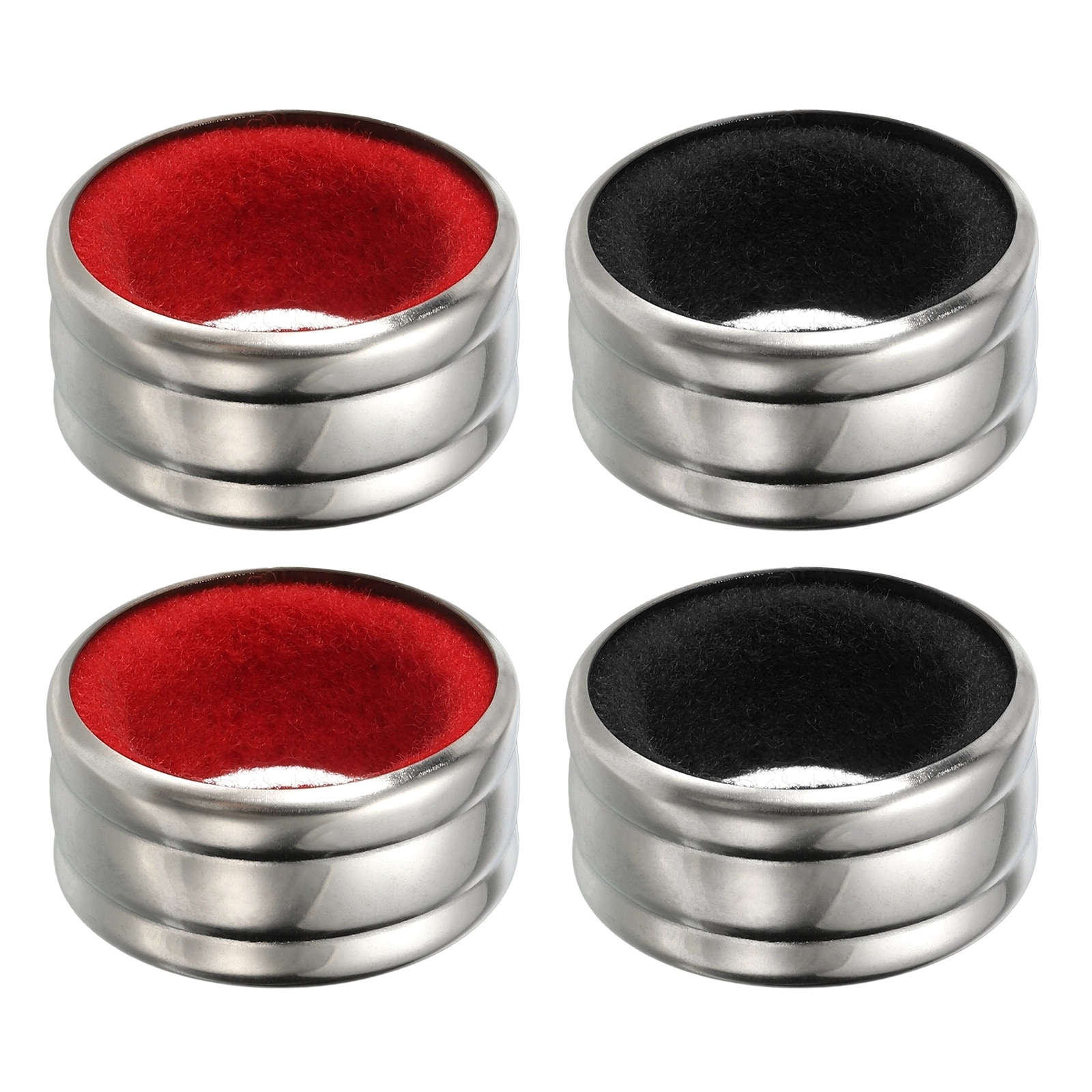 PATIKIL 4pcs Wine Bottle Collars Stainless Steel and Velvet Felt Bottle Drip Ring Anti-overflow Wine Drip Catcher Accessories for Kitchen Bar Party Beverage Black/Red (Ordinary andFlannel)