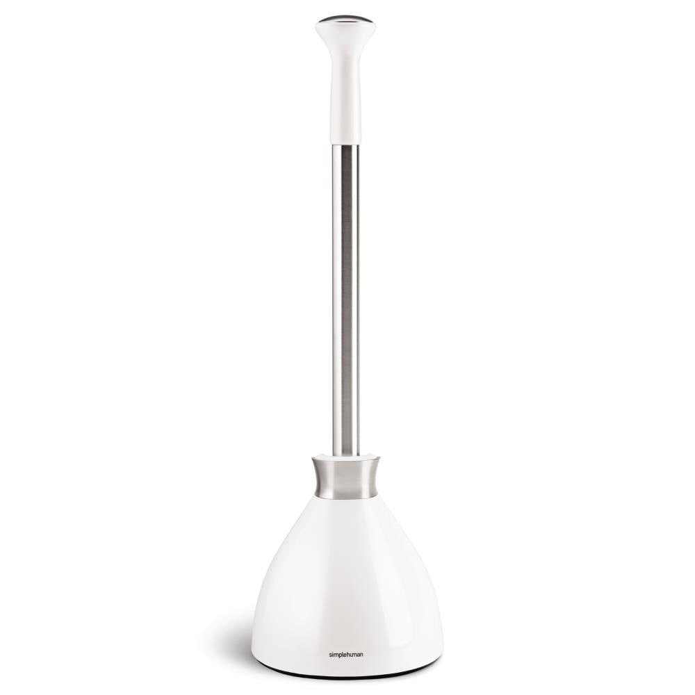 simplehuman BT1085 White Plunger with Storage Caddy Included 18.1-in Handle