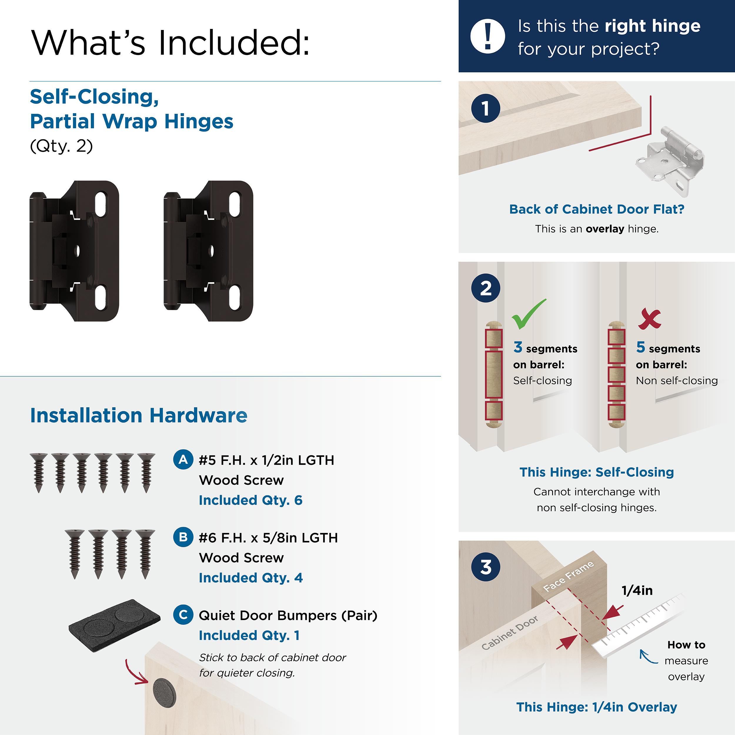 RELIABILT 2-Pack 1/2-in Overlay 200-Degree Opening Aged Brass Self