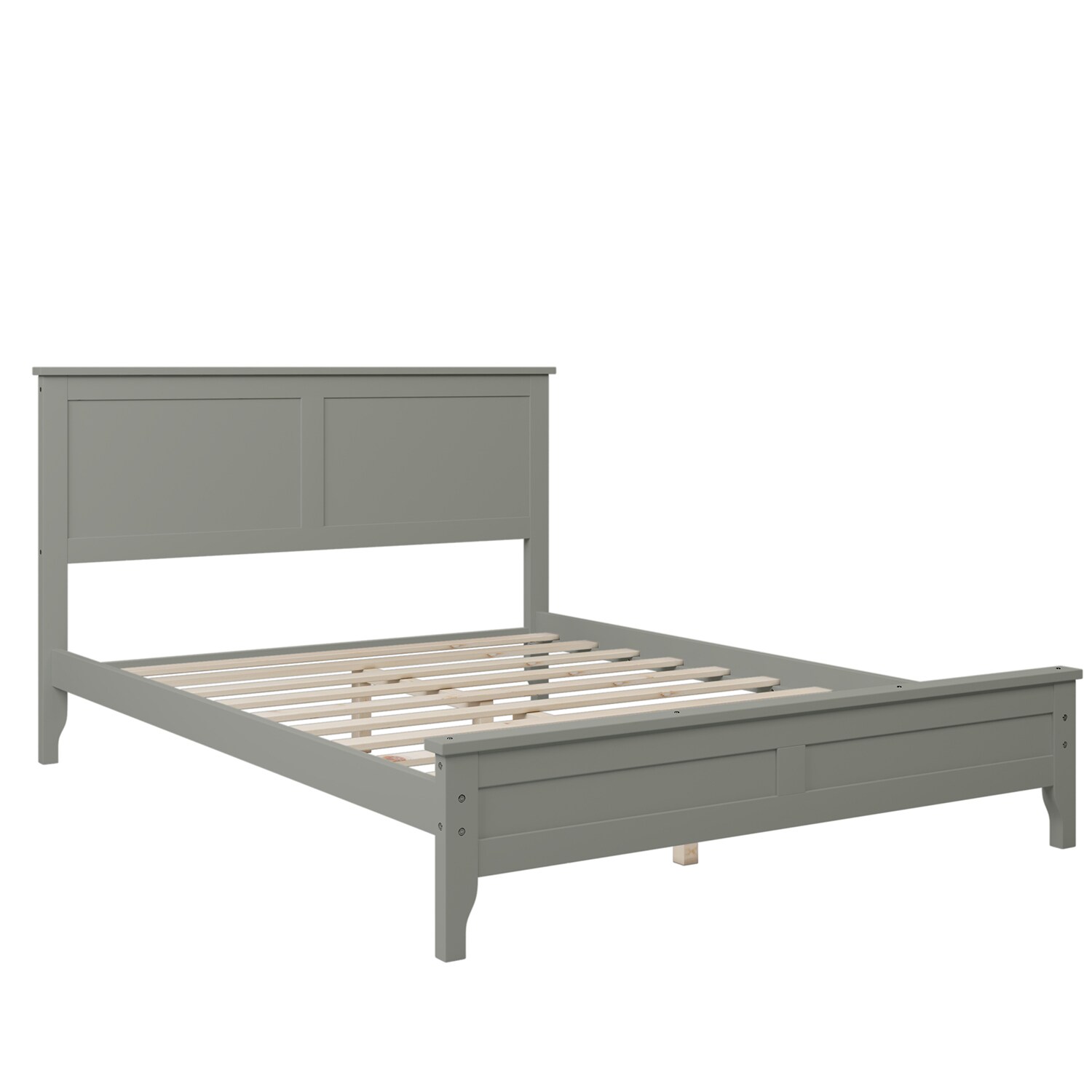 GZMR Modern Gray Solid Wood Full Platform Bed Gray Full Wood Bed Frame ...