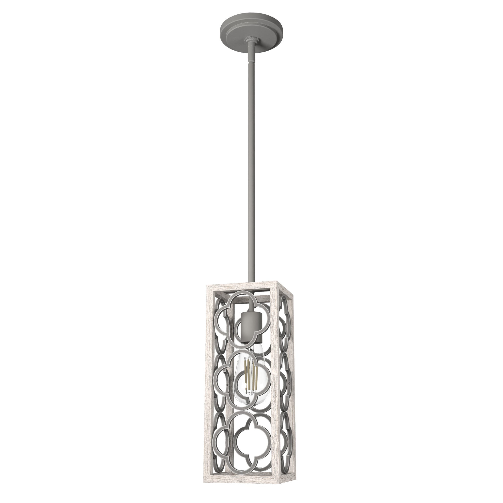 Hunter 19391 Gablecrest 1 -Light Distressed White Transitional Cylinder Mini Hanging Pendant light