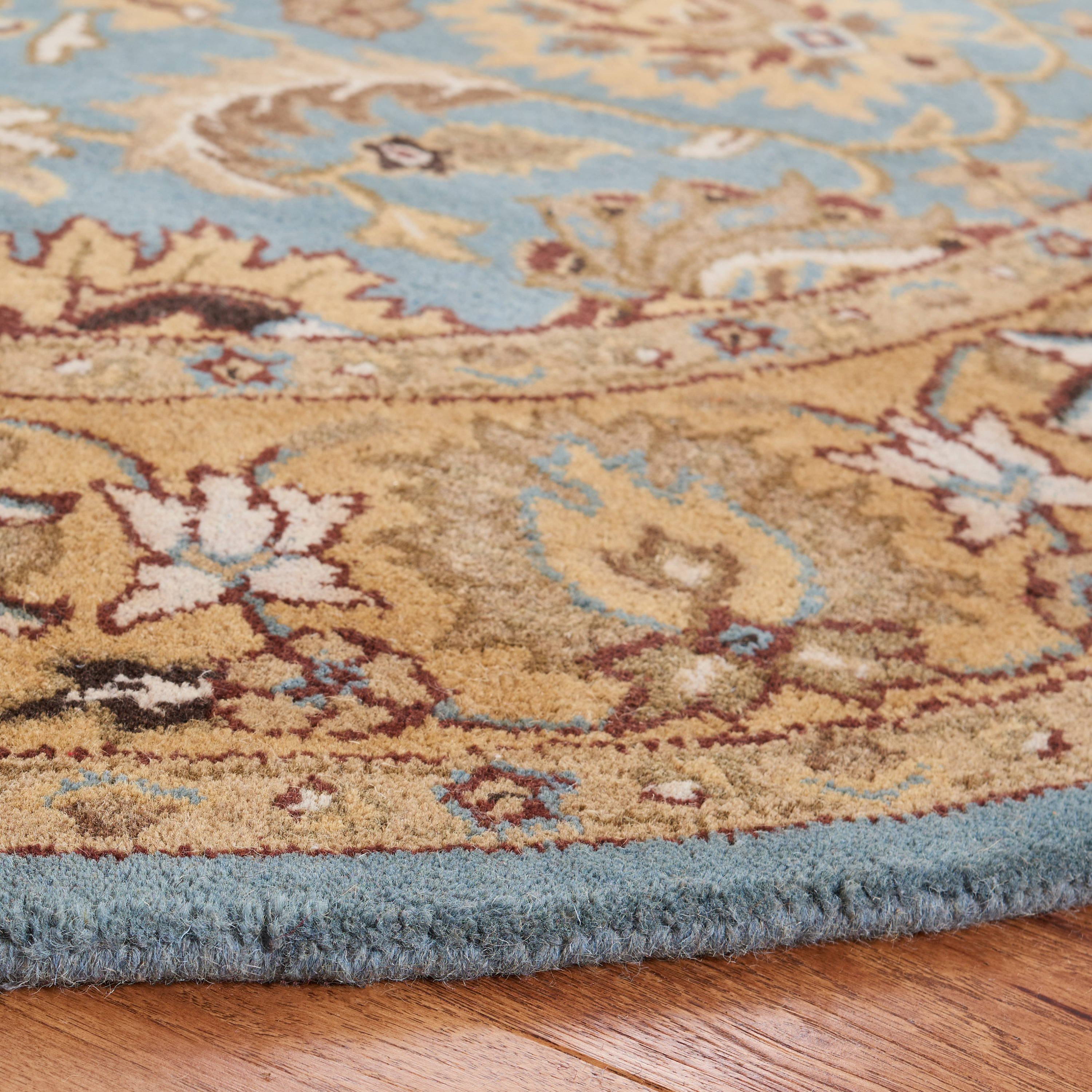 Hand-Tufted Artisanal Blue Wool & Cotton 6' Round Area Rug