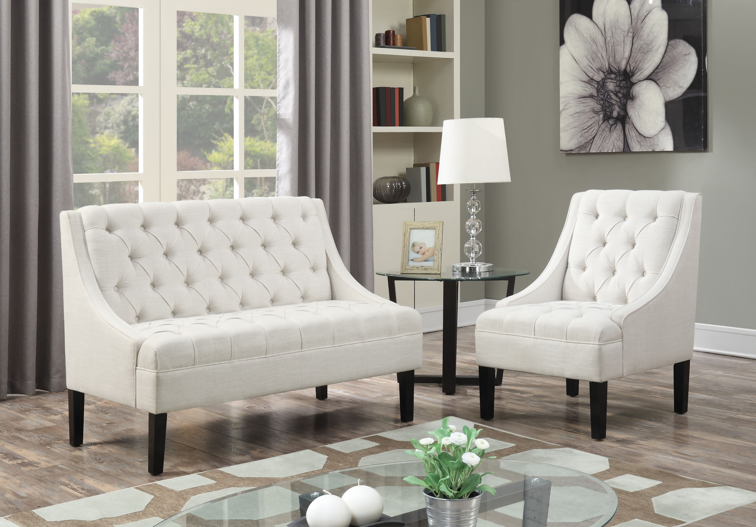 HomeFare DS-2510-900-402 Midcentury Avanti Powder White Accent Chair