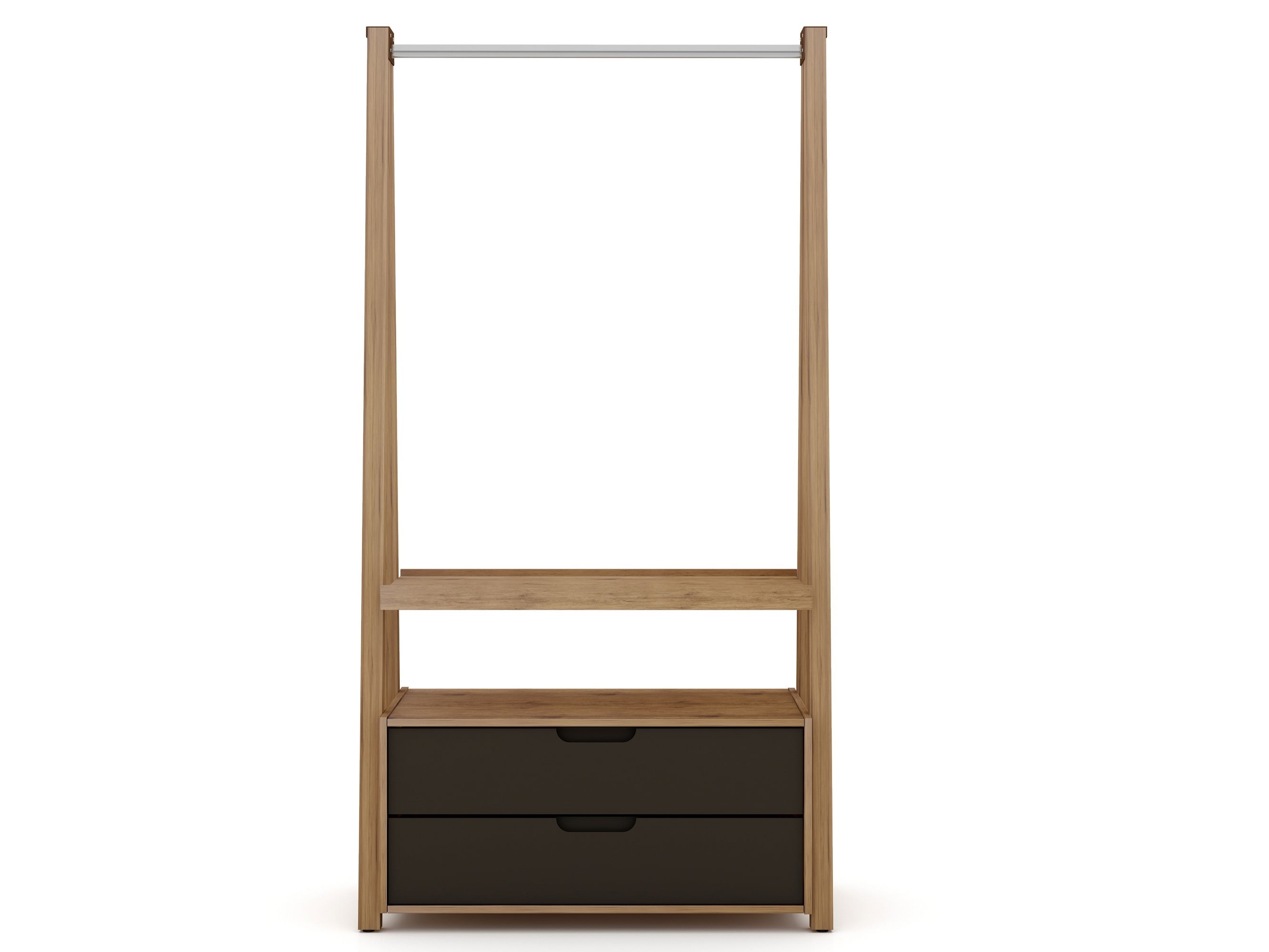 Manhattan Comfort 127GMC7 Rockefeller Nature and Textured Grey-Hook Coat Rack