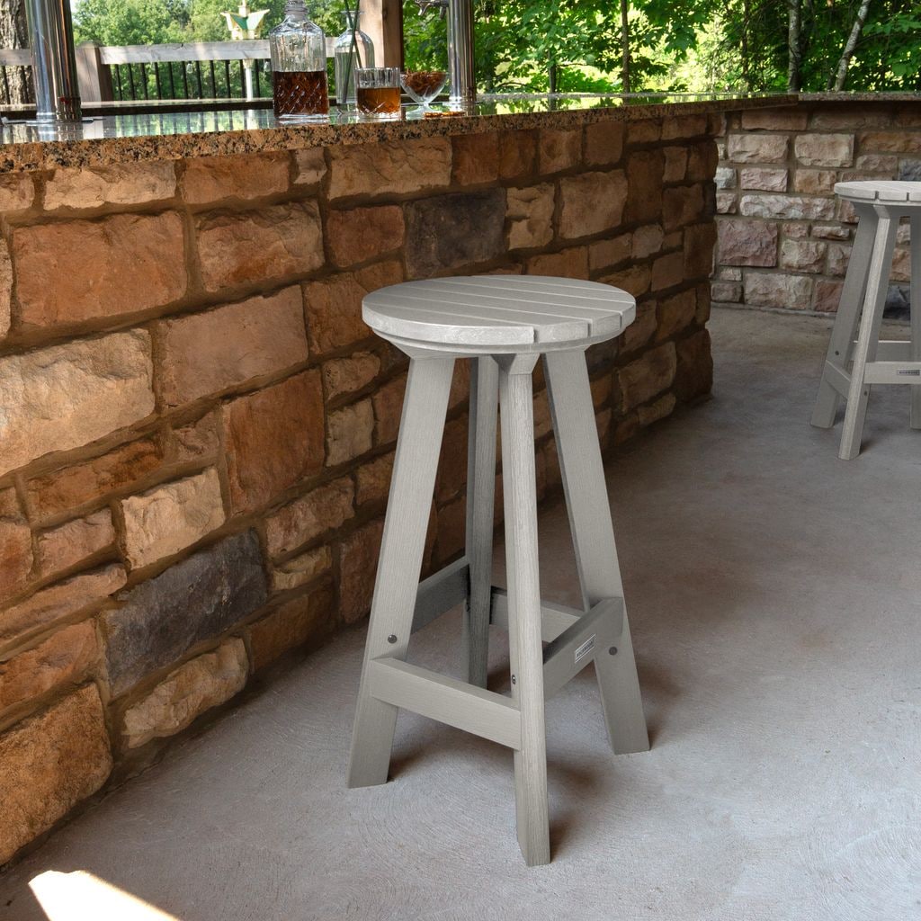 highwood AD-STBF01-HGR The Birch Harbor Gray Poly-lumber Frame Stationary Bar Stool Chair with Slat Seat