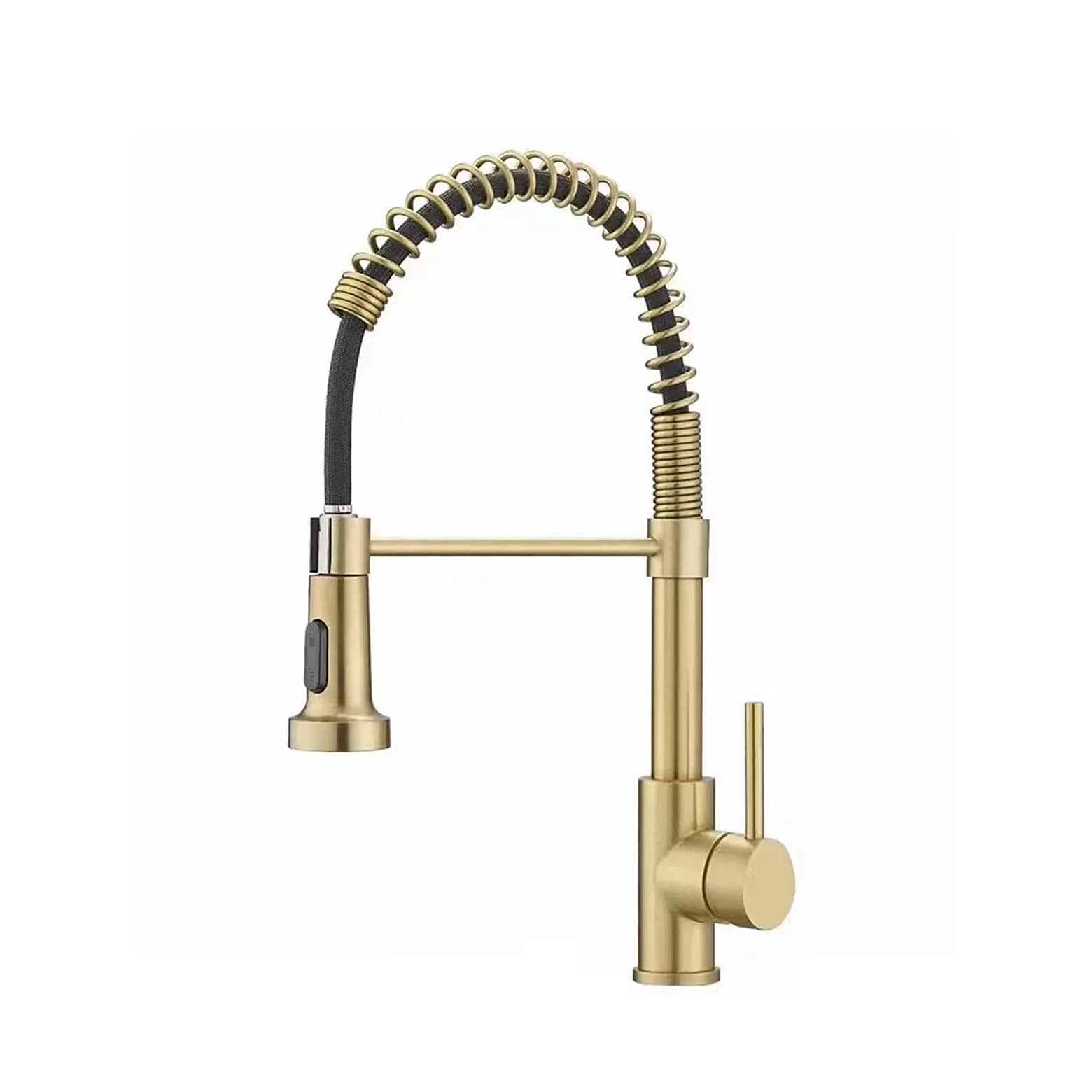 LUXEYARD Kitchen Faucet with Pull Down Sprayer Industrial 1 Handle 1 Hole Or 3 Hole Faucet for Farmhouse Camper Laundry Utility Rv Wet Bar Sinks Stainless Steel Brushed Gold