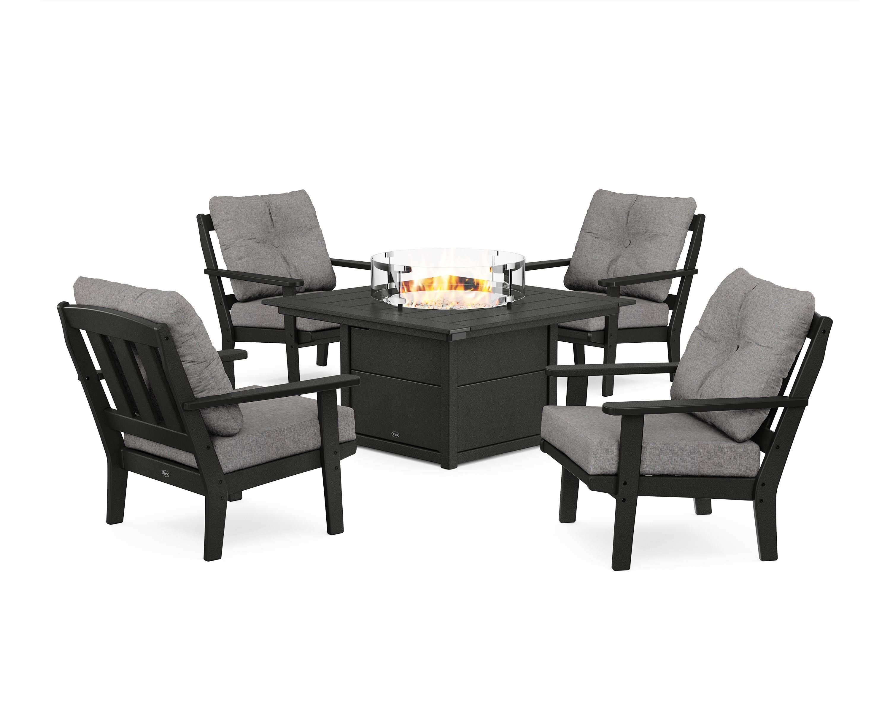 Trex Outdoor Furniture TXS2151-2-CB145980 Cape Cod 5 -Piece Patio Conversation Set with Brown Cushions