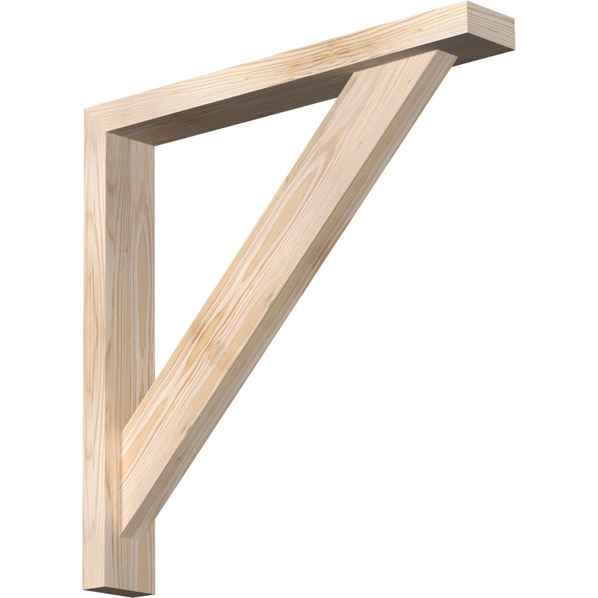 Ekena Millwork 1465023 Traditional Block Smooth Bracket with Offset Brace Douglas Fir Wood Standard Bracket