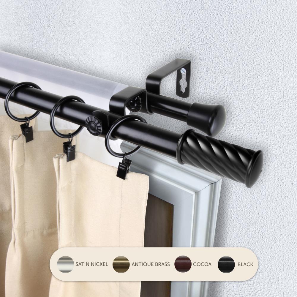 Hart & Harlow L4736-282 13/16-in Simmons 28-in to 48-in Black Steel Double curtain rod with Finials