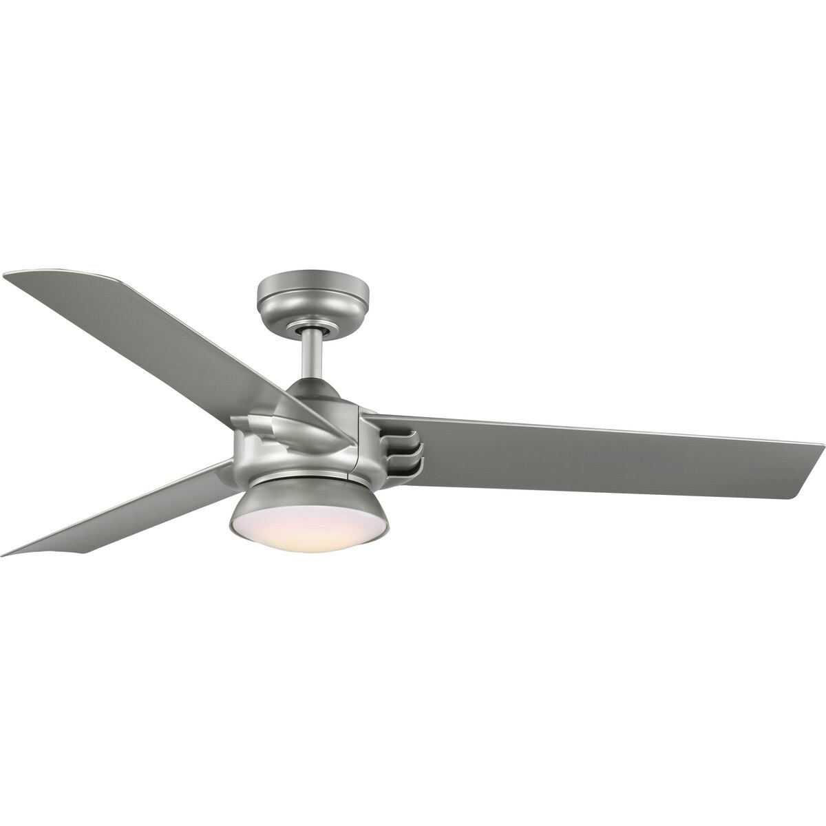 Progress Lighting P250062-152-30 Edwidge 52-in Painted Nickel Integrated LED Indoor/Outdoor Propeller Ceiling Fan with Light and Remote (3-Blade)