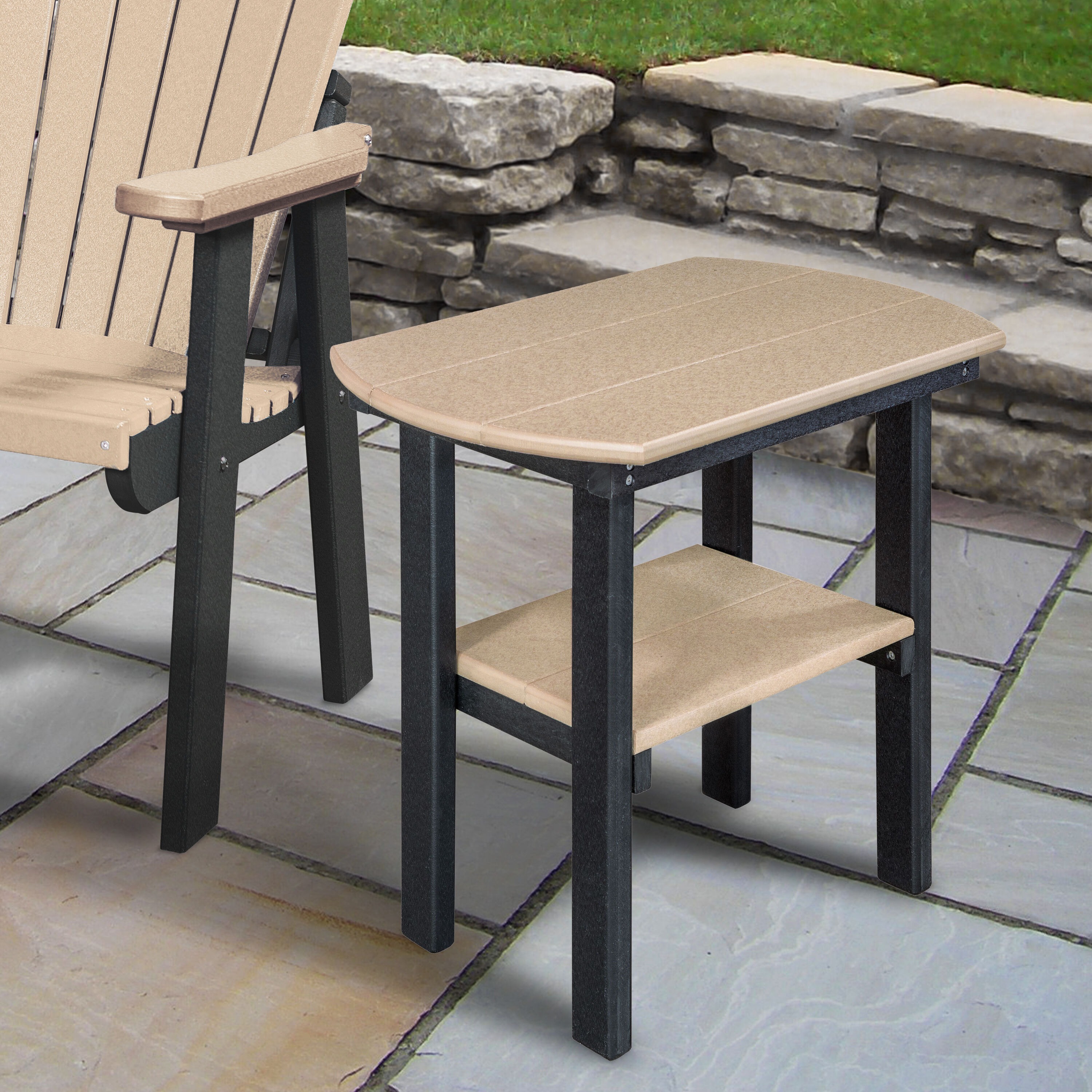 American Furniture Classics 525WWBK Adirondack Oval Outdoor End Table 16-in W x 24-in L