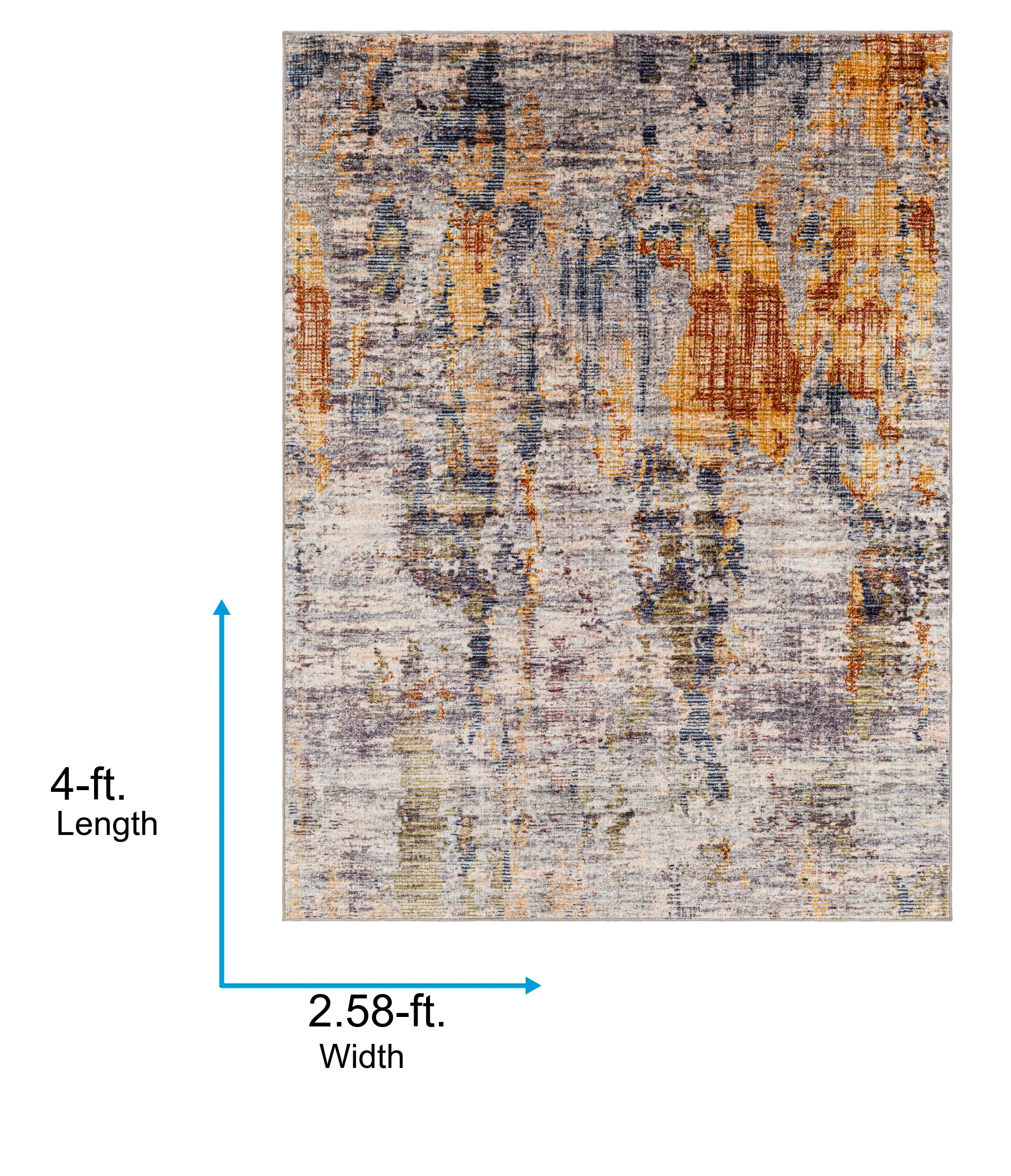 Gray Abstract Synthetic Reversible Washable Rug 2'7" x 4'