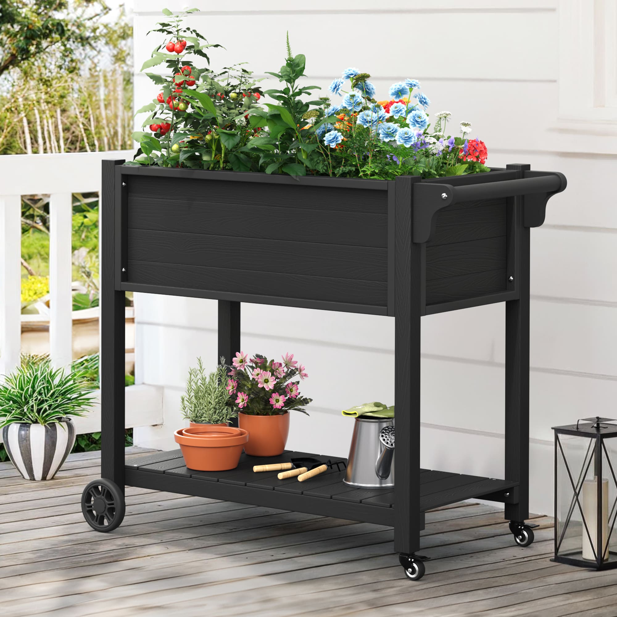 LUE BONA TX-002-01LS 2.7-cu ft 20.9-in W x 39.9-in L x 33.9-in H Elevated Black Plastic Raised Garden Bed
