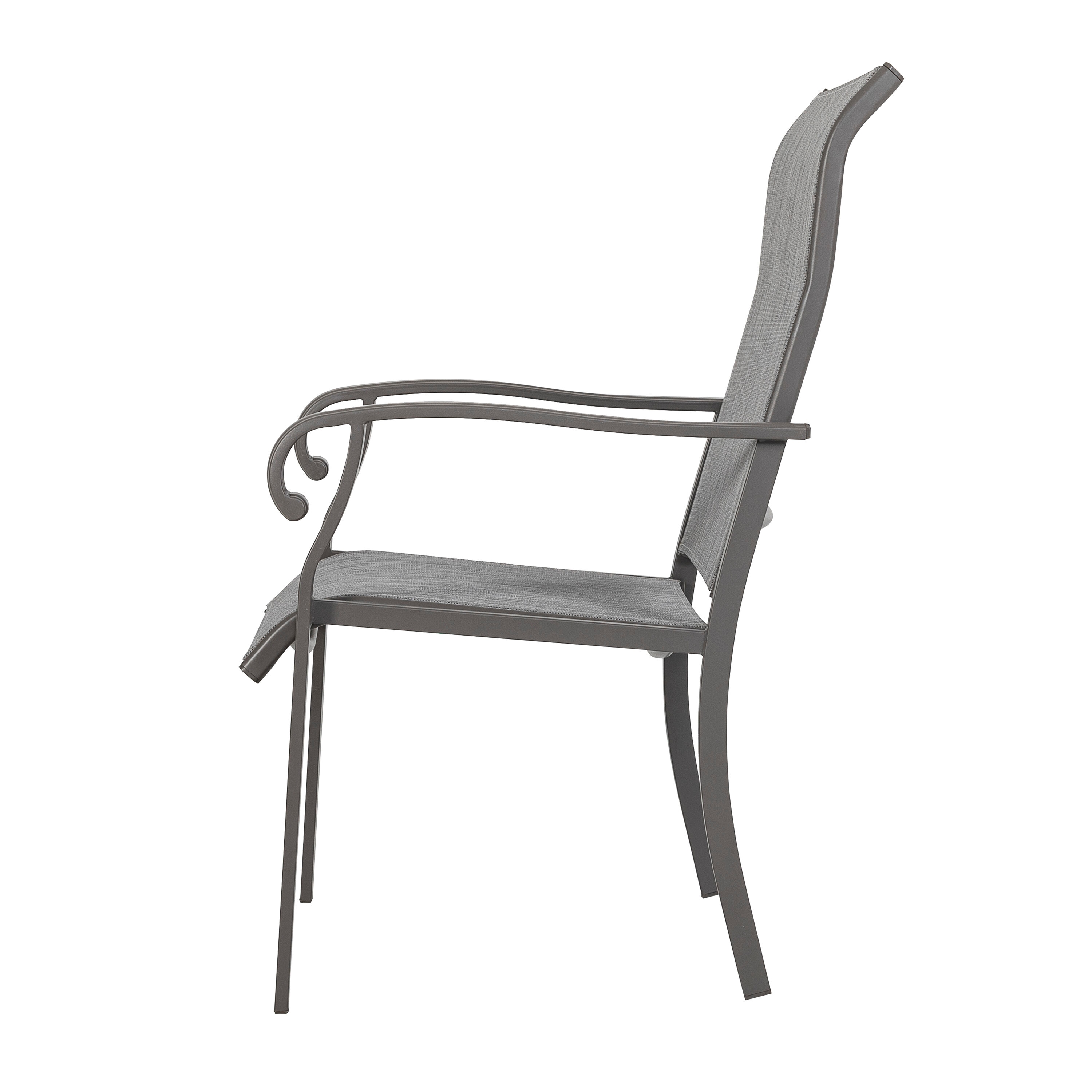 Light Gray Textilene and Iron Outdoor Dining Chairs, Set of 2