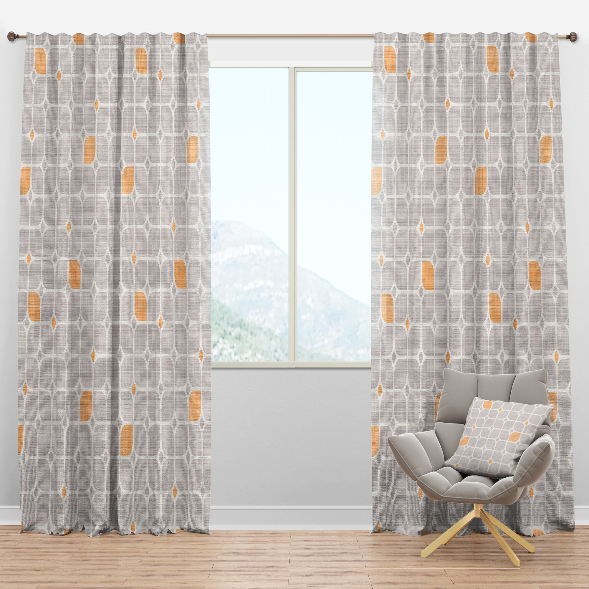 Designart CTN24556-52-95 95-in Grey Room Darkening Thermal Lined Rod Pocket Single Curtain Panel